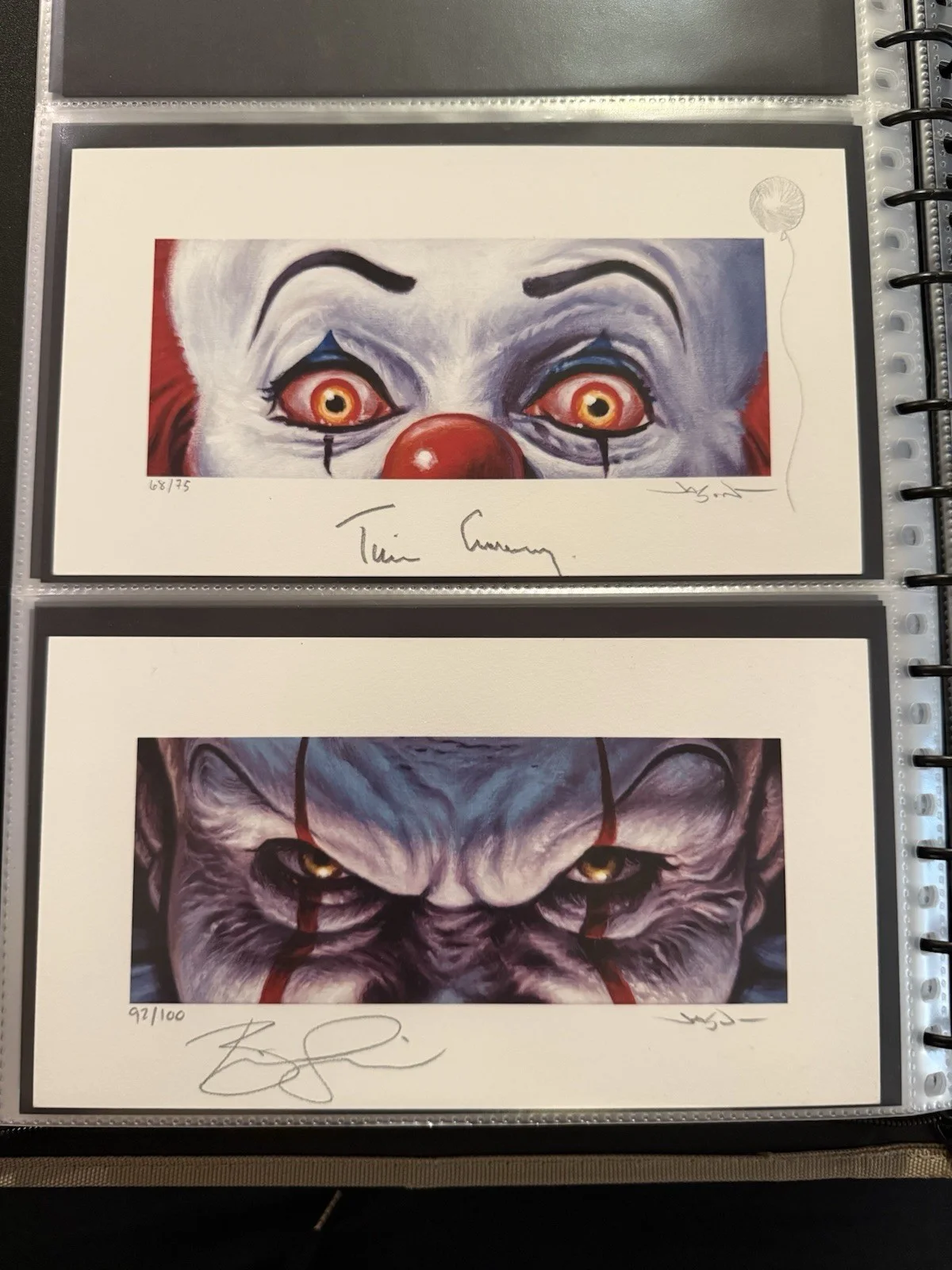Tim Curry, Bill Skarsgard — Tim Curry Signed IT Print Bill Skarsgard Signed Pennywise Print Edmiston EWAF 5