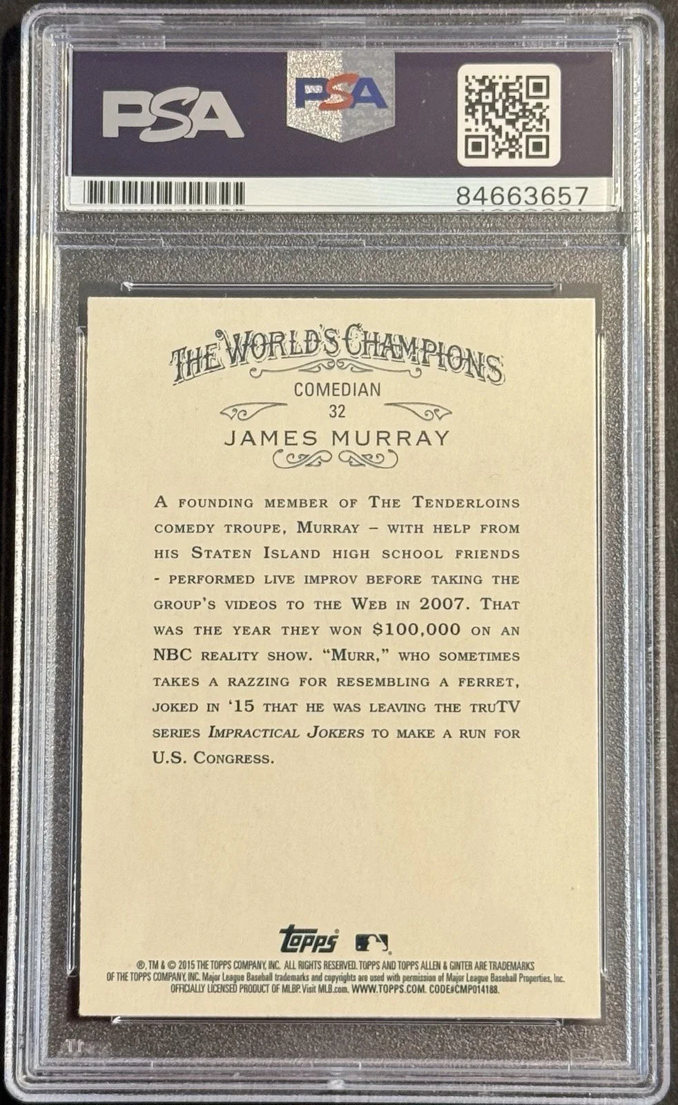 James Murray — Tarjeta Allen & Ginter 2015 firmada por James Murray Mur comodín poco práctico losa, image 2