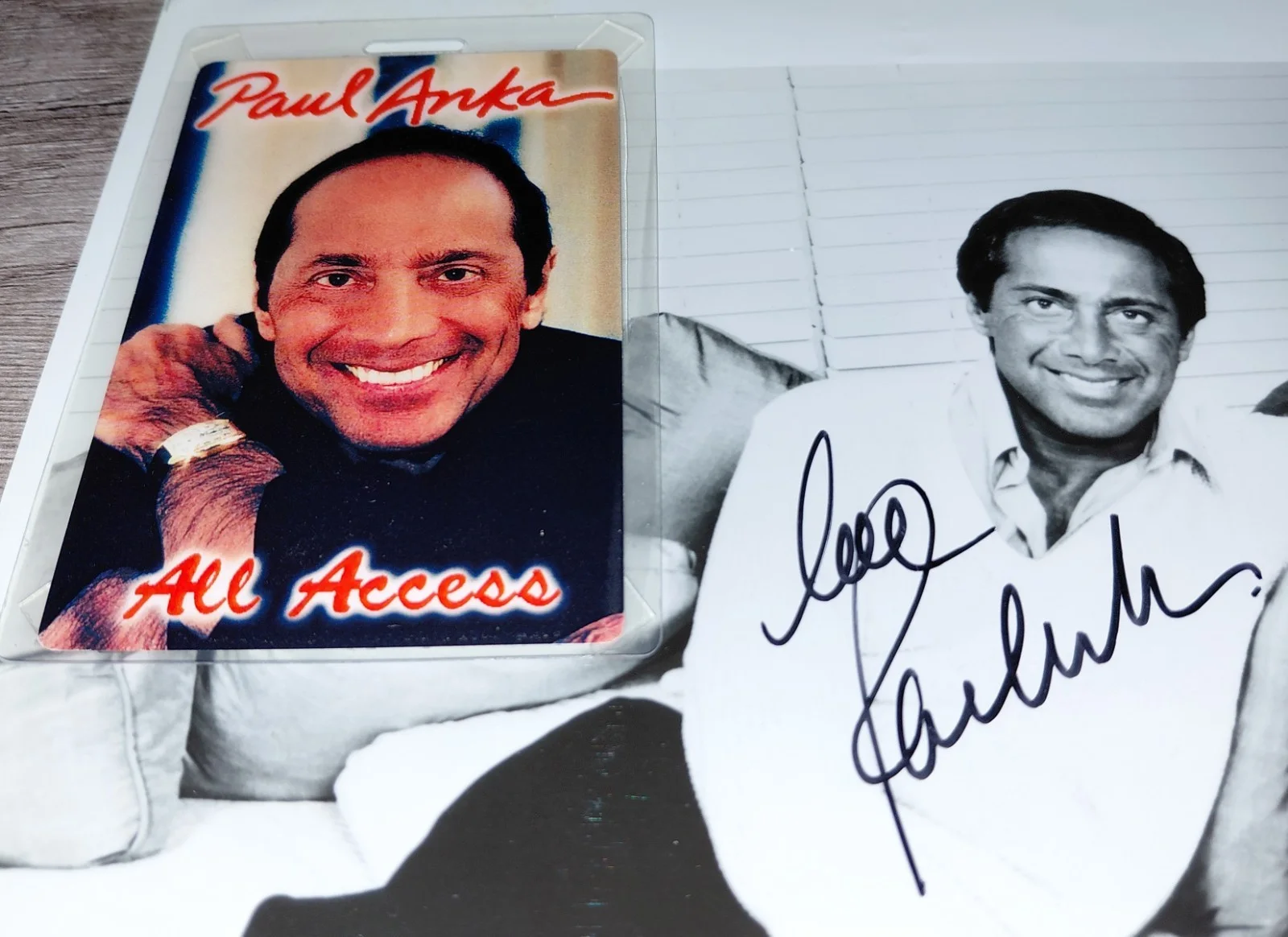 Paul Anka SIGNED Promo Photo & Backstage Pass Like Neil Sedaka Bobby Darin RARE, изображение 4