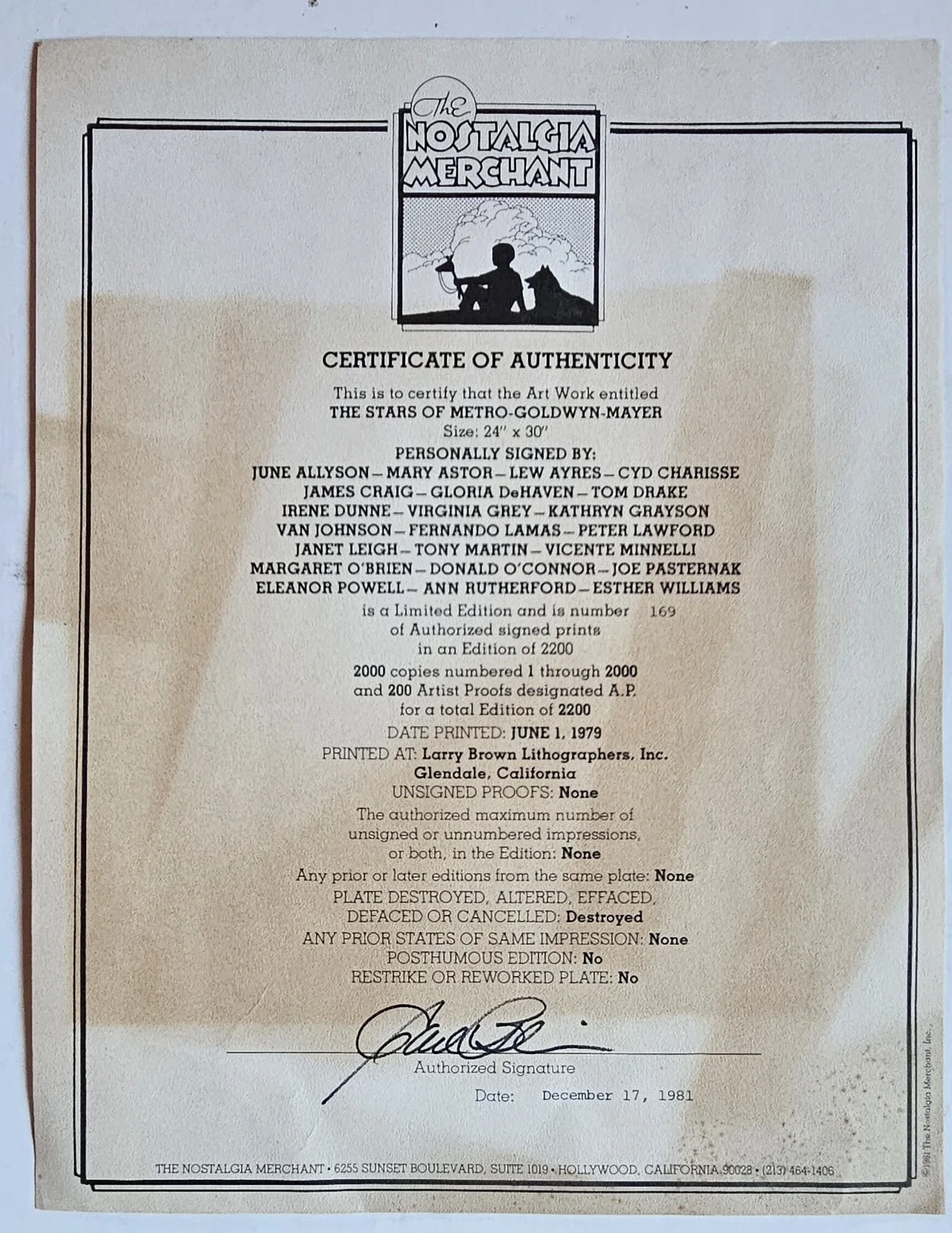 Stars Of MGM Autographed Poster: 23 Major Stars 1979 Framed with Authentication!, image 2