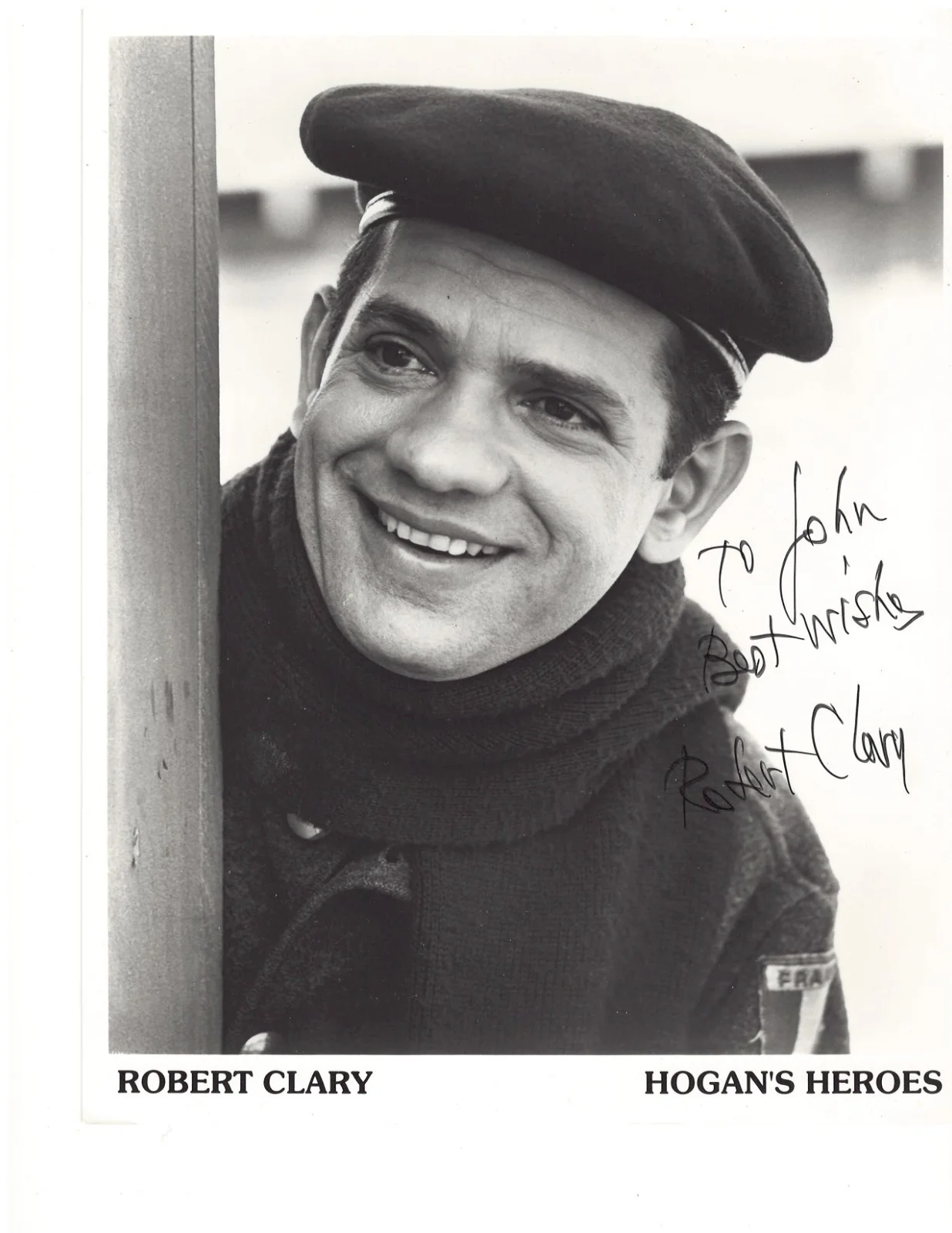 Robert Clary — Robert Clary Signed 8×10 B/W Promo Photo — Corporal LeBeau Hogan’s Heroes — Auto