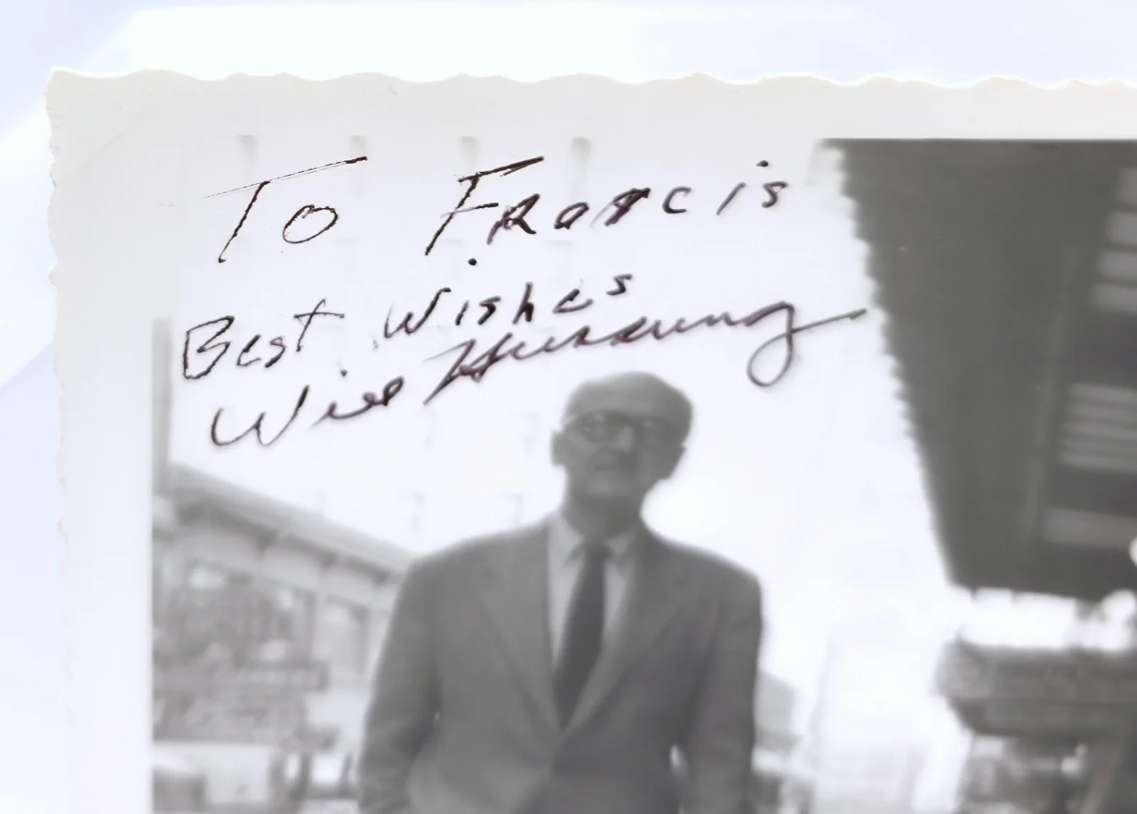 Vintage 1950s B&W Hand Signed Candid Photo Autograph Unidentified Will or Wise ?, image 2