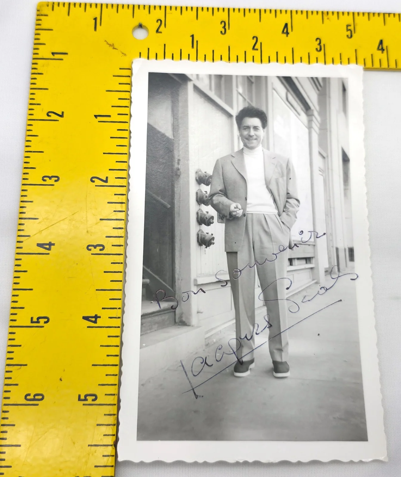 Vintage 1950s B&W Hand Signed Candid Photo Autograph Jacques Saol Last Name?, image 4