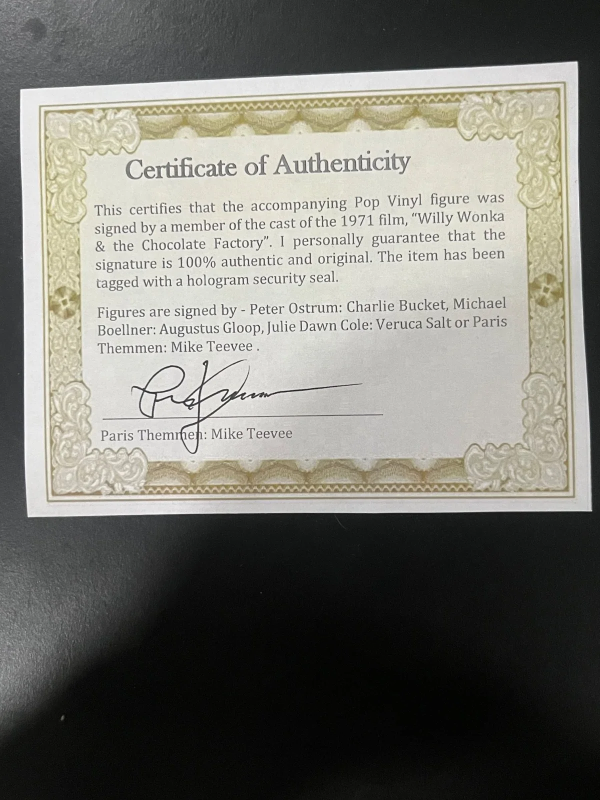 Paris Themmen Signed Mike TEEVEE Willy Wonka & The Chocolate Factory Funko Pop, изображение 5
