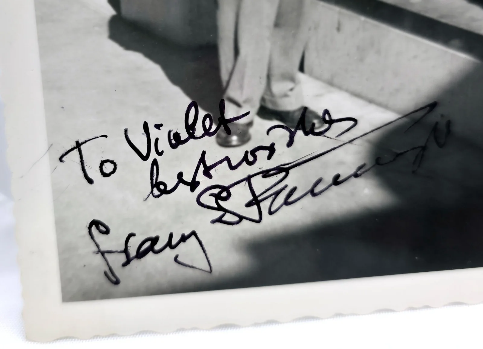 Vintage 1950s B&W Hand Signed Candid Photo Autograph Unknown in Jacket, image 2