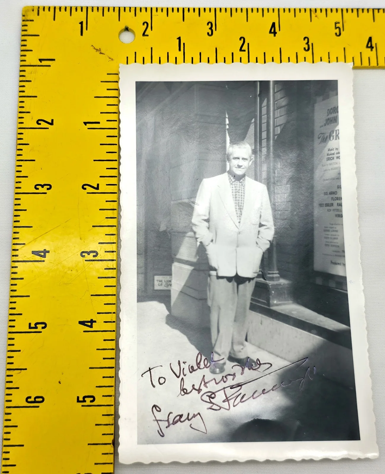 Vintage 1950s B&W Hand Signed Candid Photo Autograph Unknown in Jacket, image 4