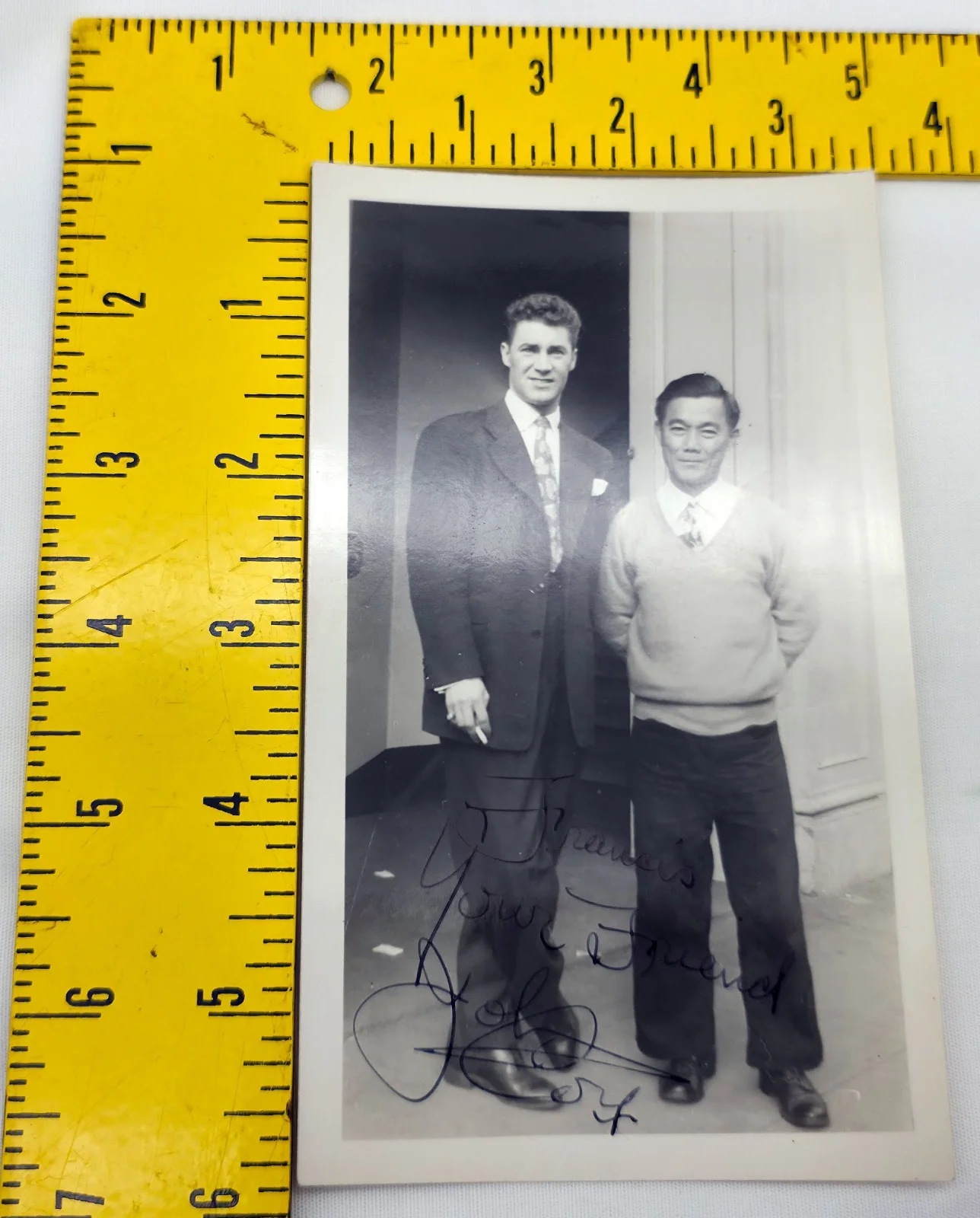RARE Vintage B&W Hand Signed Candid Photo Francis Zane with John 1954, изображение 4