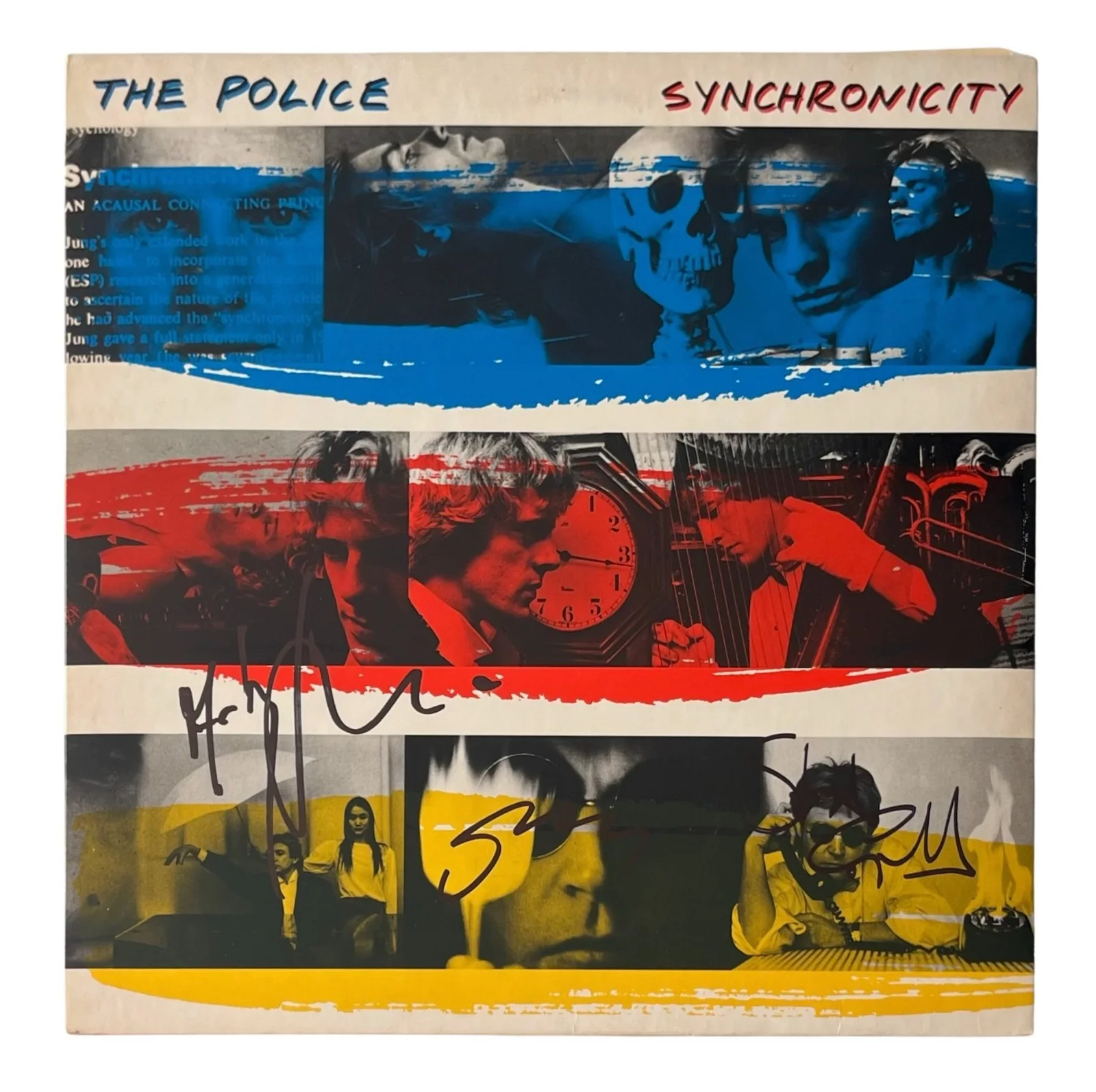 THE POLICE x3 STING Band Signed SYNCHRONICITY Vinyl Record ROGER EPPERSON COA, image 2