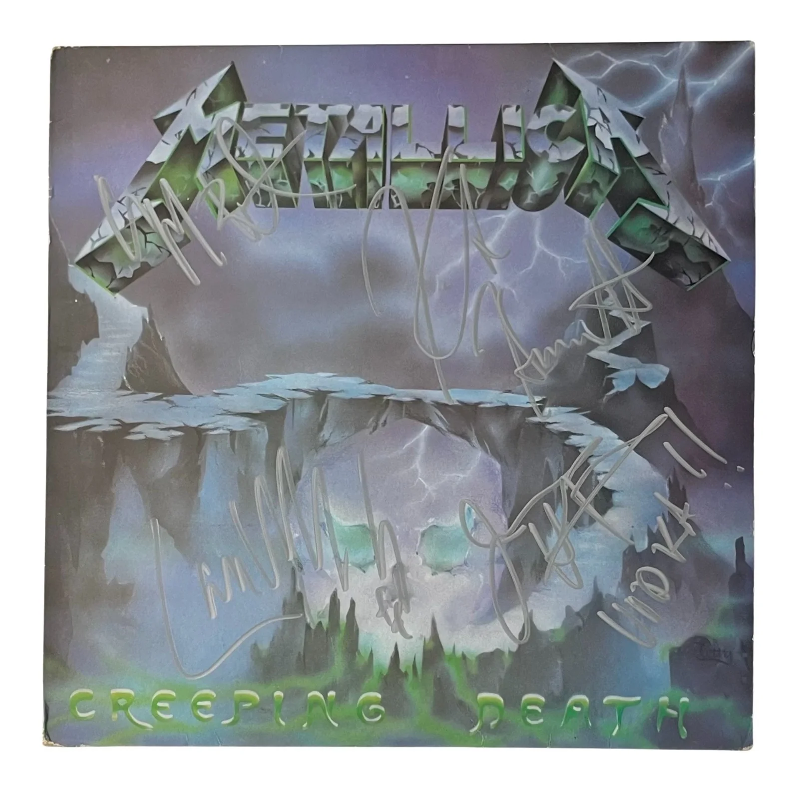 METALLICA x4 JAMES HETFIELD Band Signed CREEPING DEATH Vinyl Record EPPERSON COA, image 2