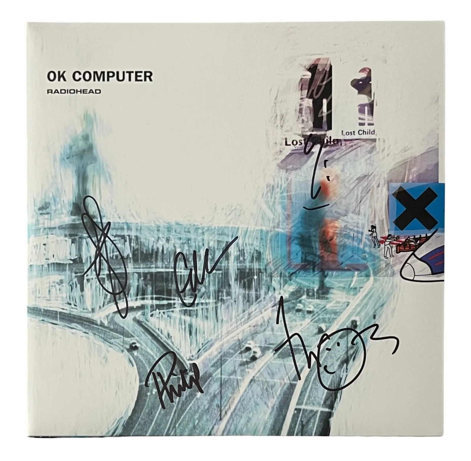 RADIOHEAD x5 THOM YORKE Band Signed OK COMPUTER Vinyl Record ROGER EPPERSON COA, image 2