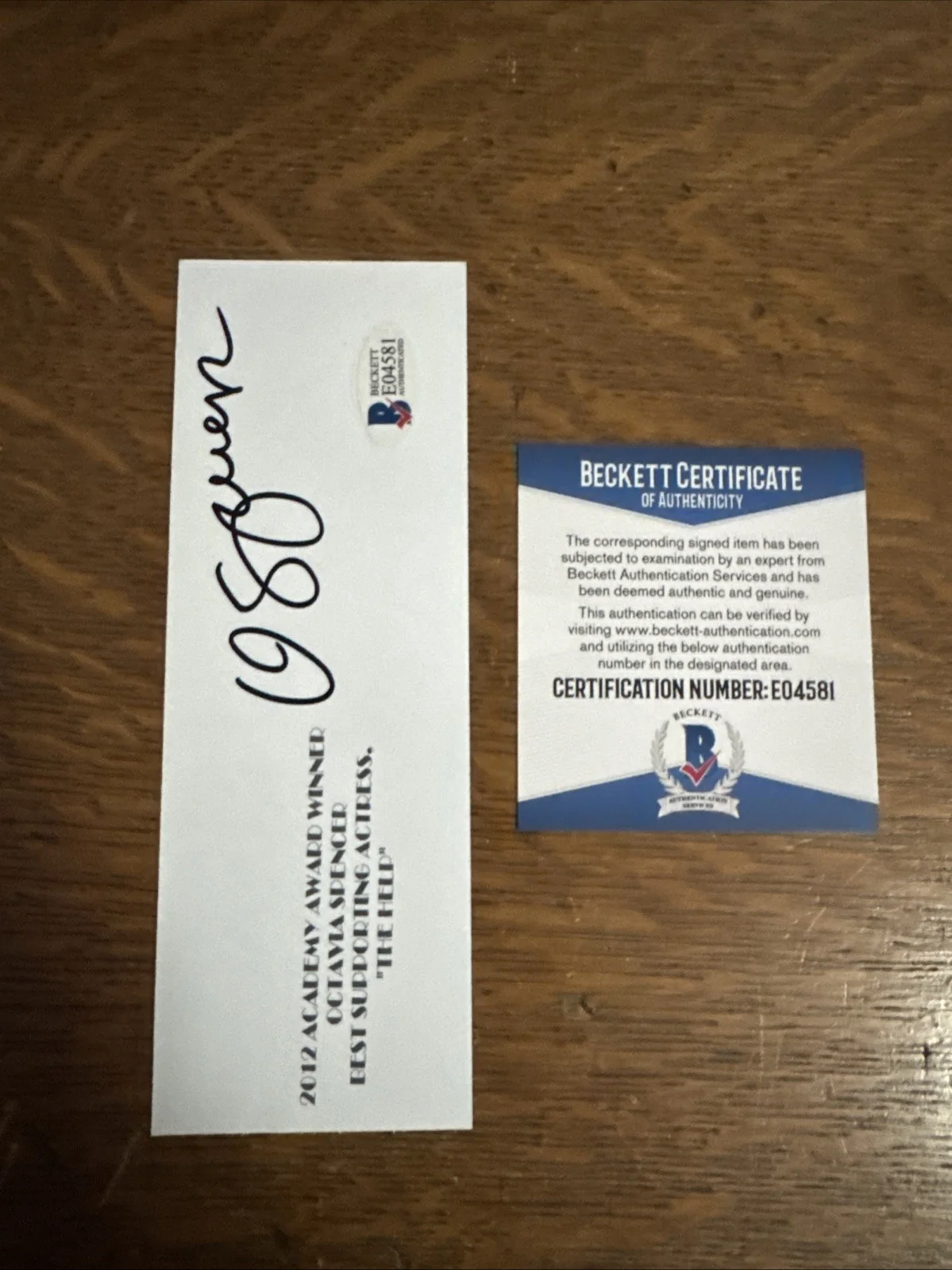 Octavio Spencer Signed Autographed Cut BAS Beckett Academy Award 2012, image 4