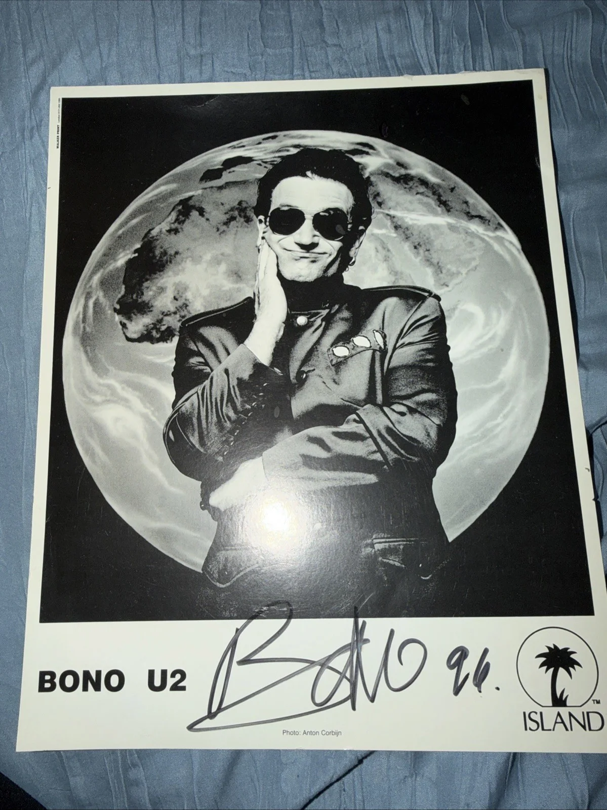 Bono Signed Autograph 8X10 Photo U2 Singer Island Records Promo 1996, изображение 4