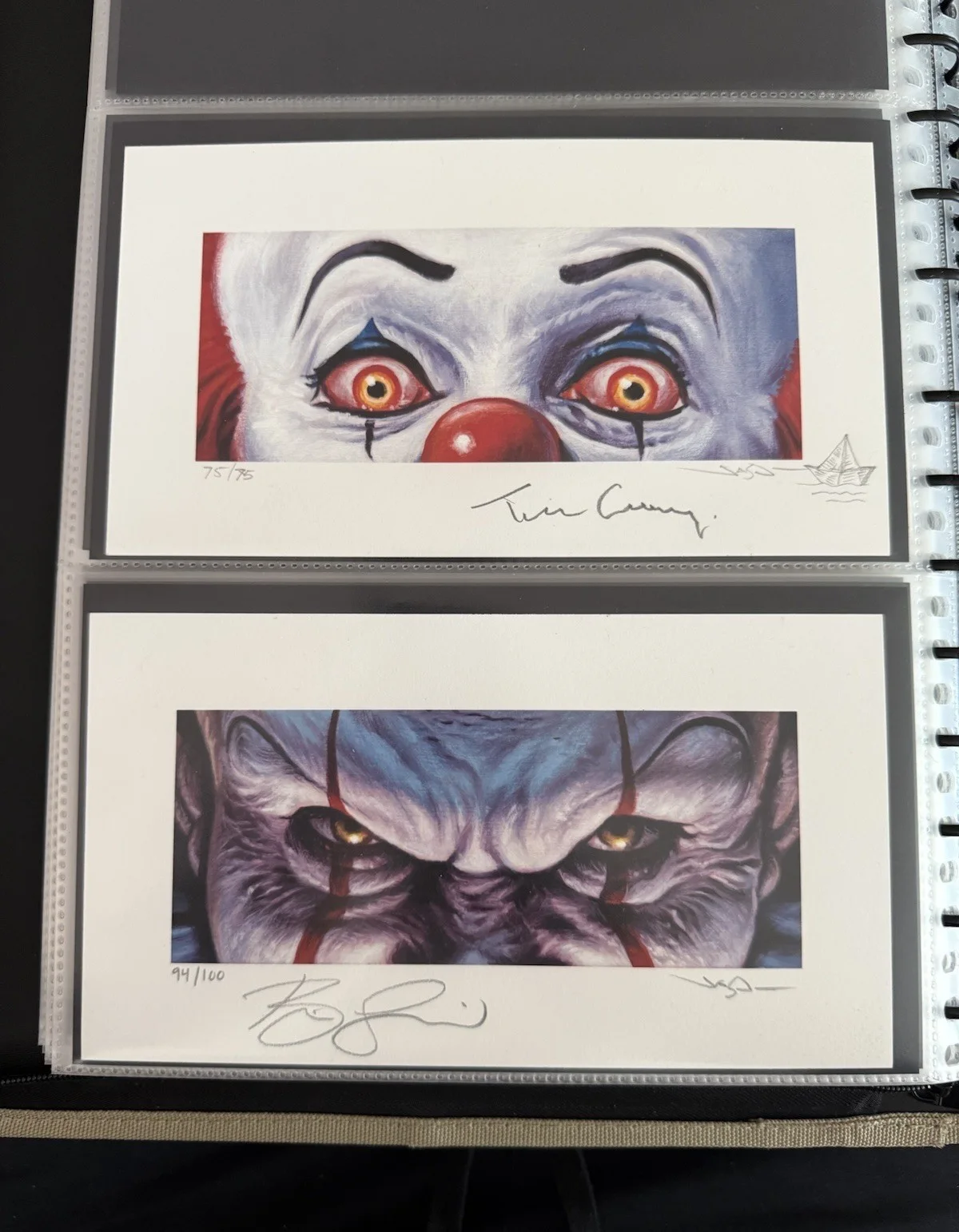 Tim Curry, Bill Skarsgard — Tim Curry Signed IT Print Bill Skarsgard Signed Pennywise Print Edmiston EWAF 3