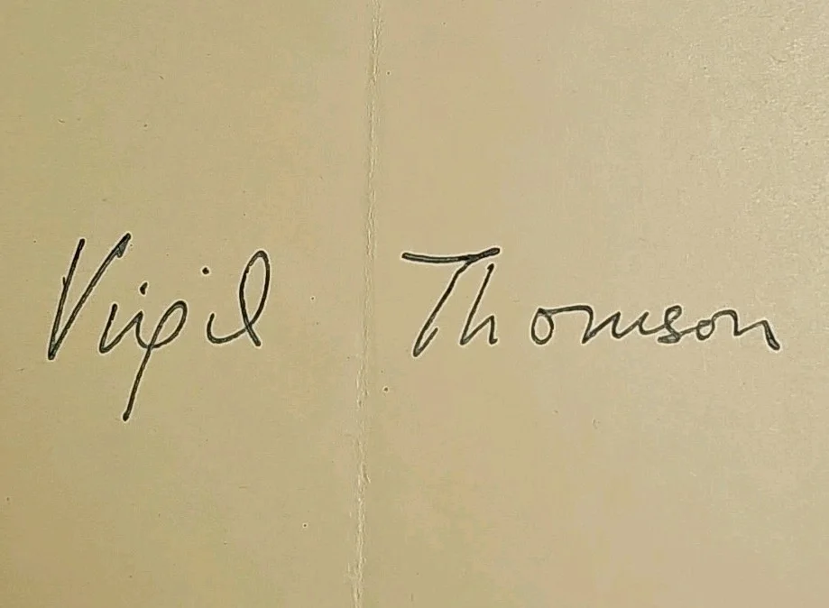 Virgil Thomson Signed Card / Autographed American Composer, Dated Autograph, image 2