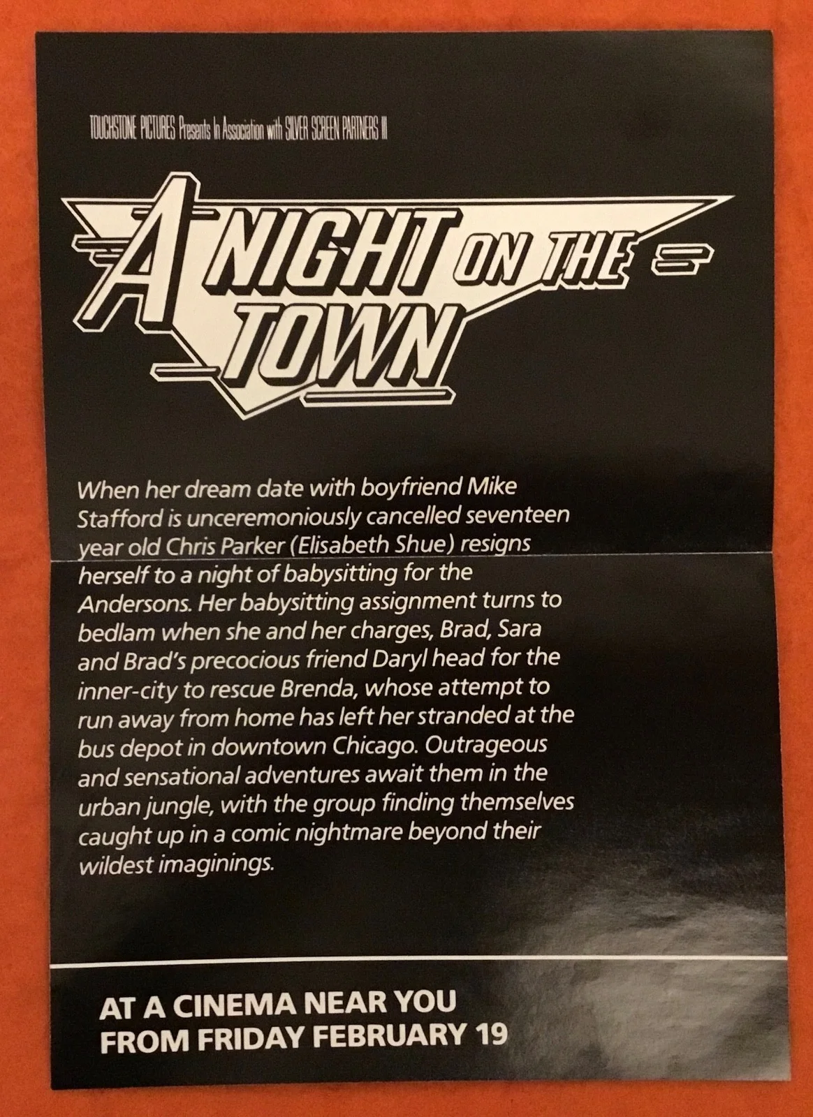 A Night On The Town- aka Adventures In Baby Sitting Film/Movie Flyer, изображение 2