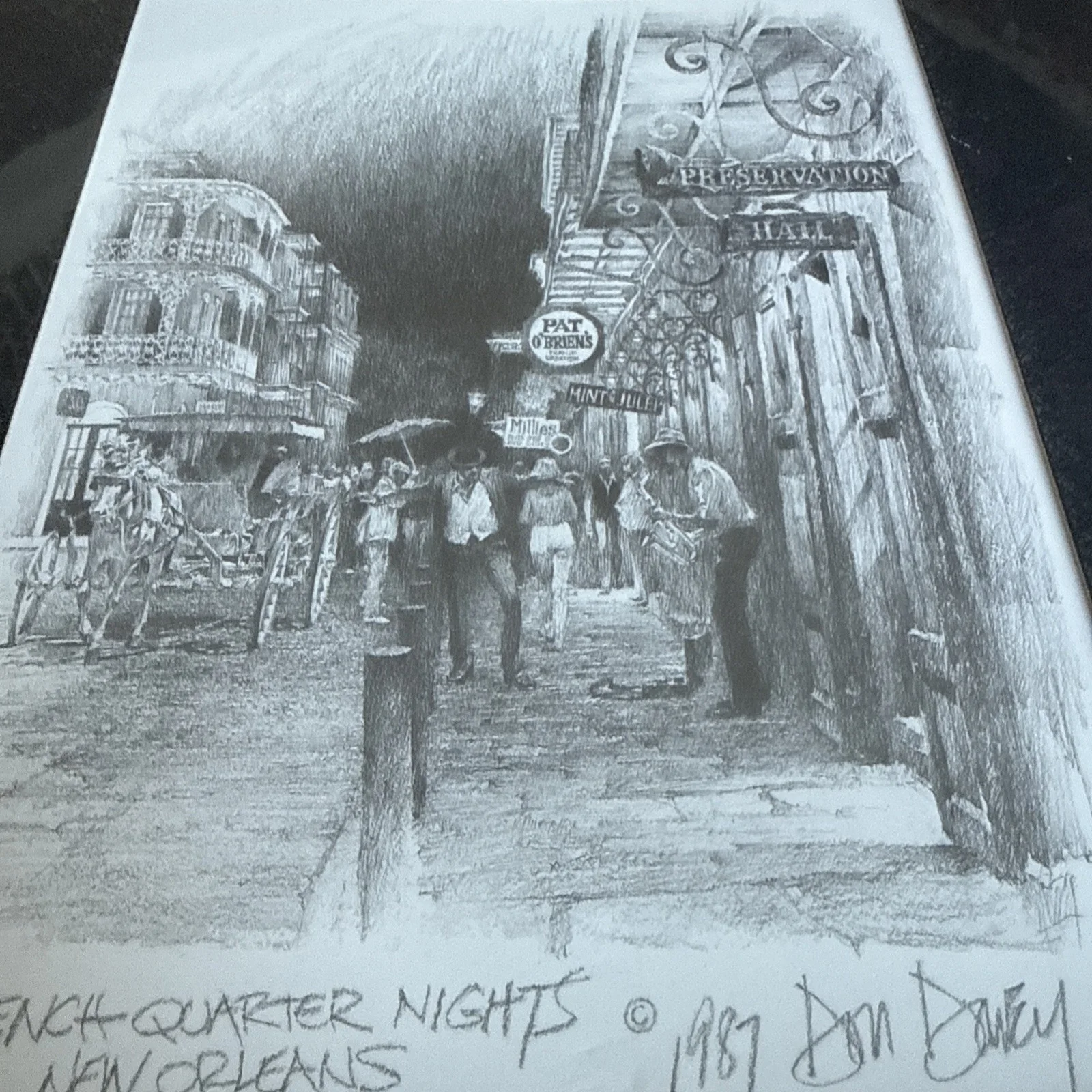 1987 Don Davey French Quarter Night New Orleans Print 16x13 New, изображение 2