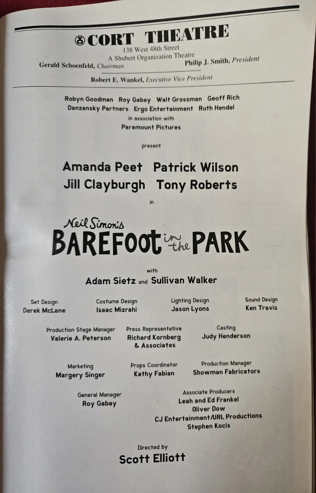 Amanda Peet, Tony Roberts, Jill Clayburgh, more — 03/2006 Barefoot in the Park Playbill signed by the cast List in description, изображение 3