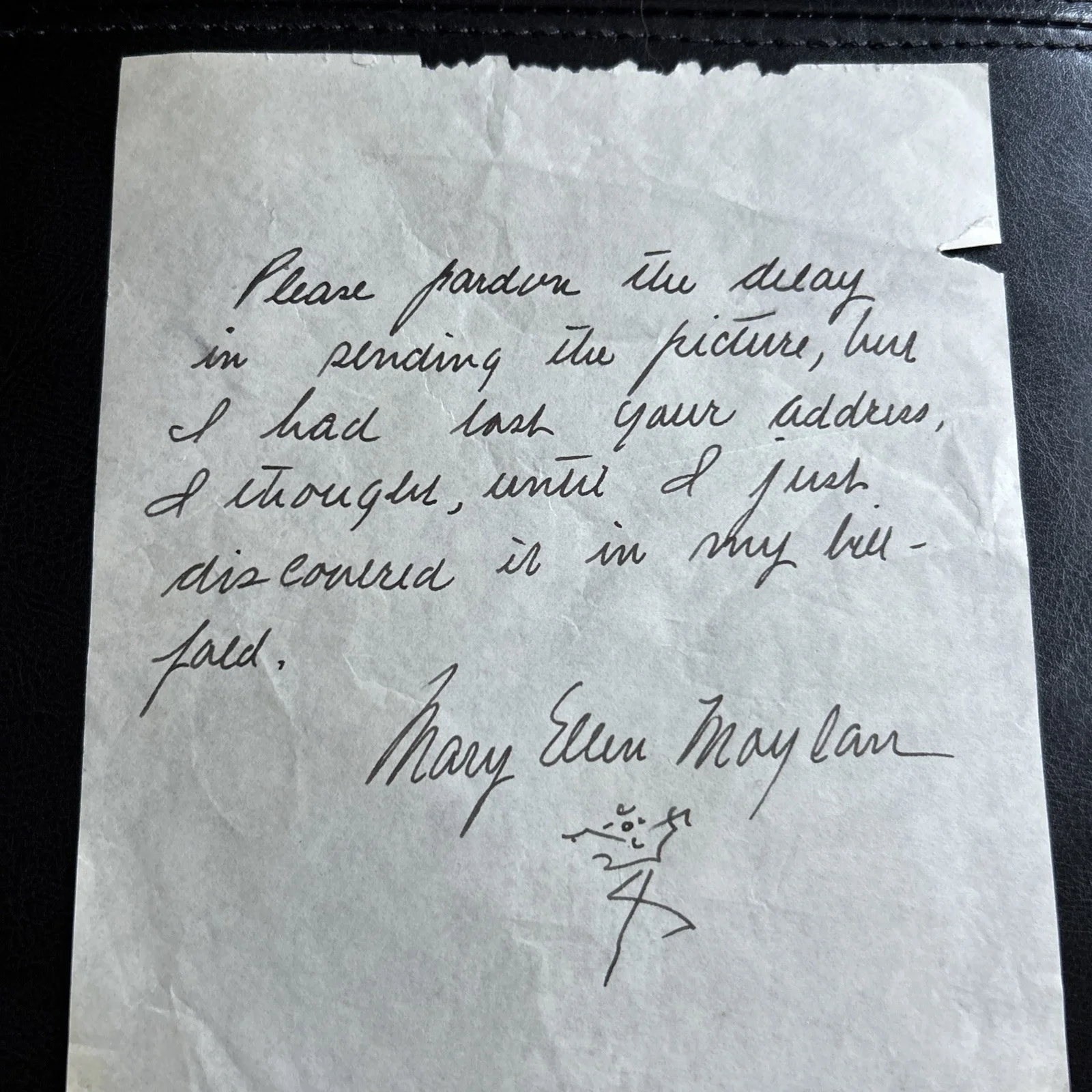 Handwritten Letter with Doodle Ballet Dancer Signed Mary Ellen Moylan T565, image 2