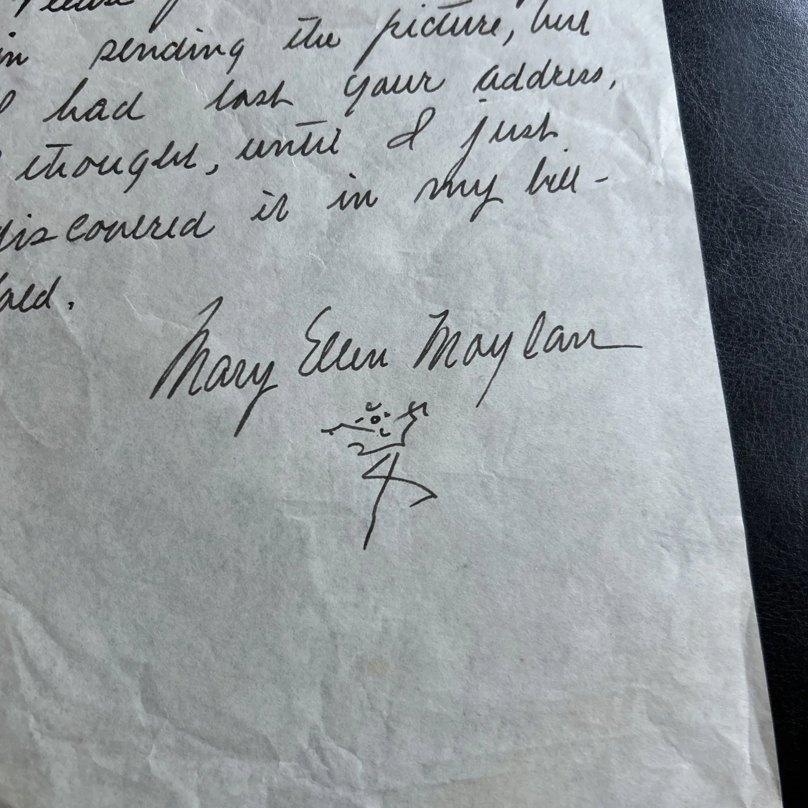 Handwritten Letter with Doodle Ballet Dancer Signed Mary Ellen Moylan T565, image 3