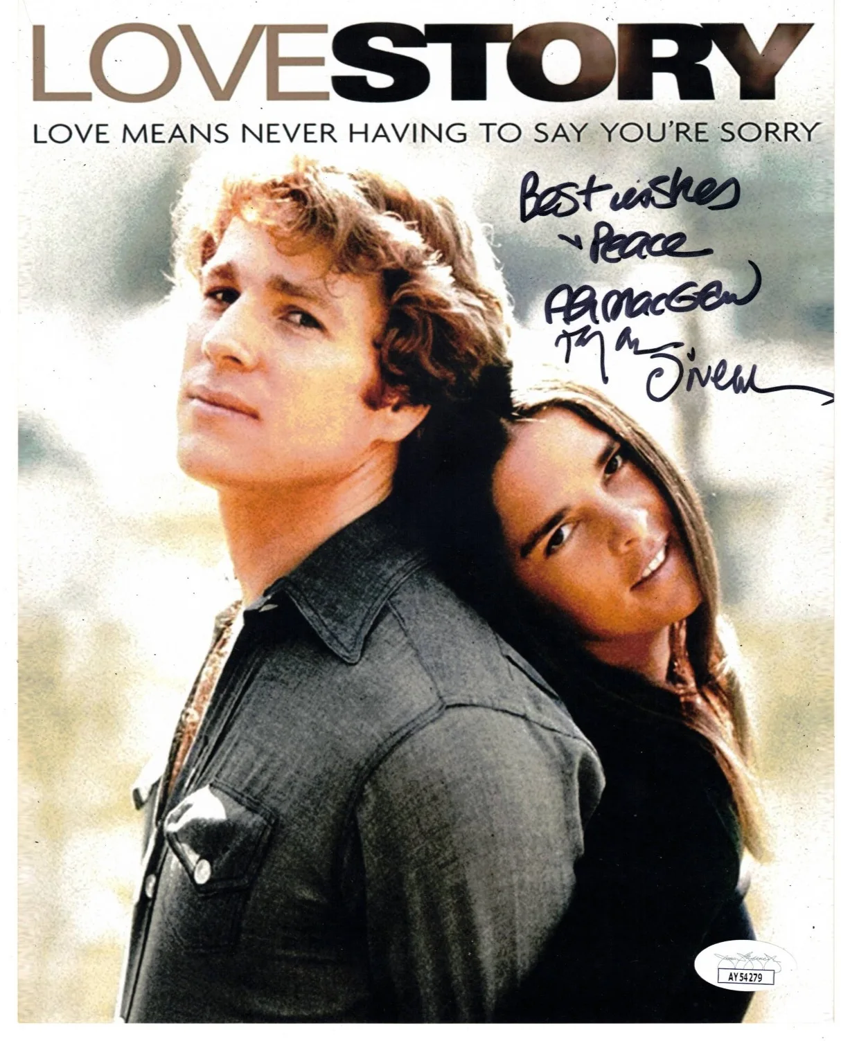 Ali MacGraw & Ryan O'Neal Dual Signed 8x10 Photo Autograph, Love Story, JSA COA, изображение 2