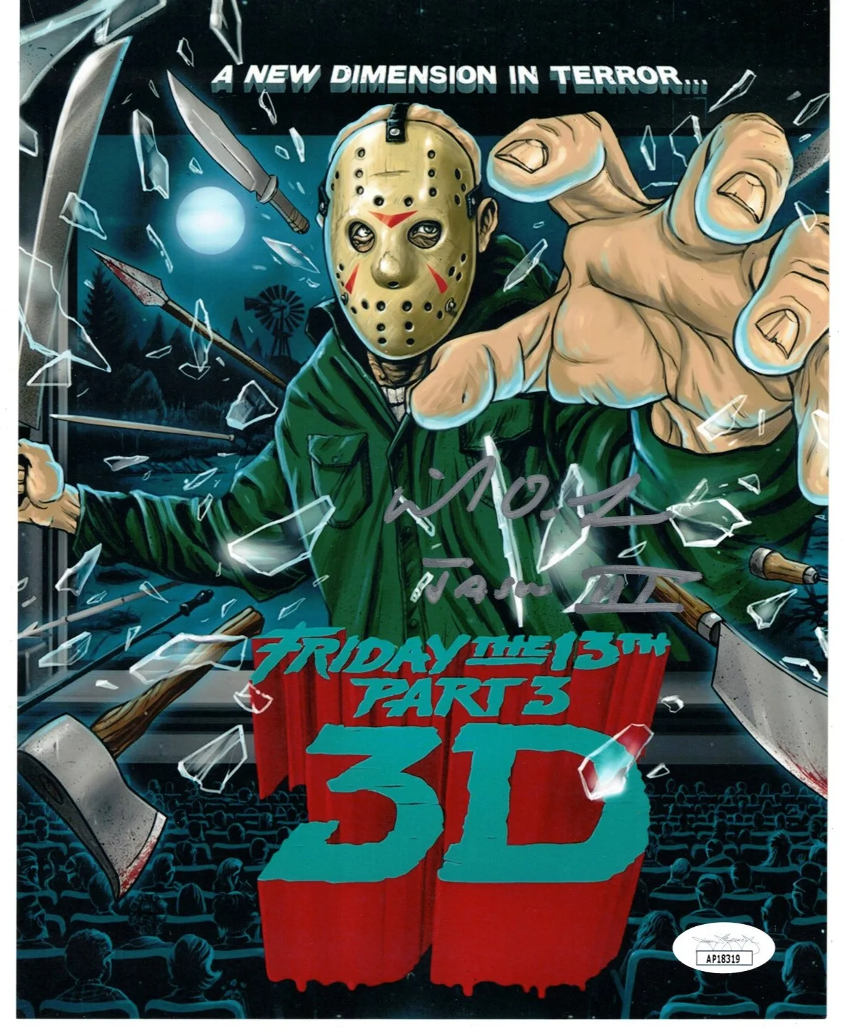 Mike De Luna Signed 8x10 Photo Auto, Jason, Friday the 13th Part 3, 3D, JSA COA, изображение 2