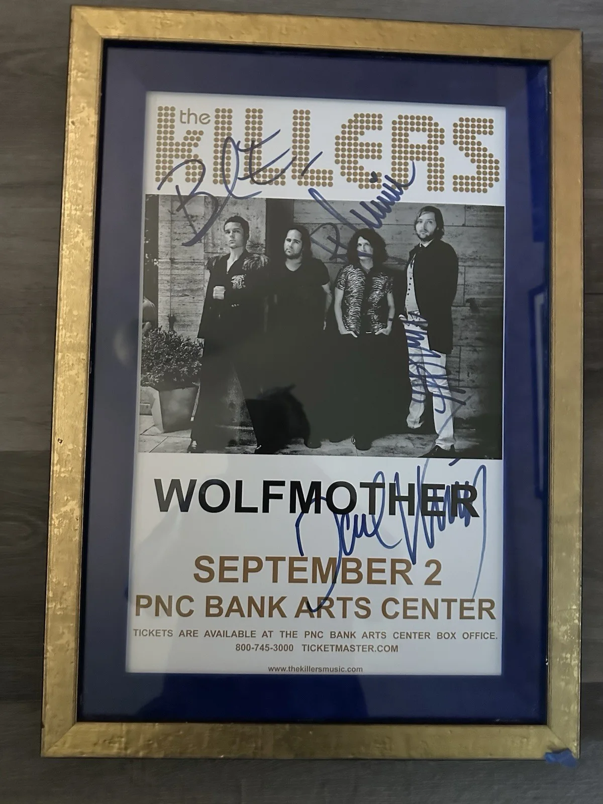 Brandon Flowers and Ronnie Vannucci Jr — The Killers Show Poster Signed By Band Flowers Keuning Stoermer Vannucci Framed