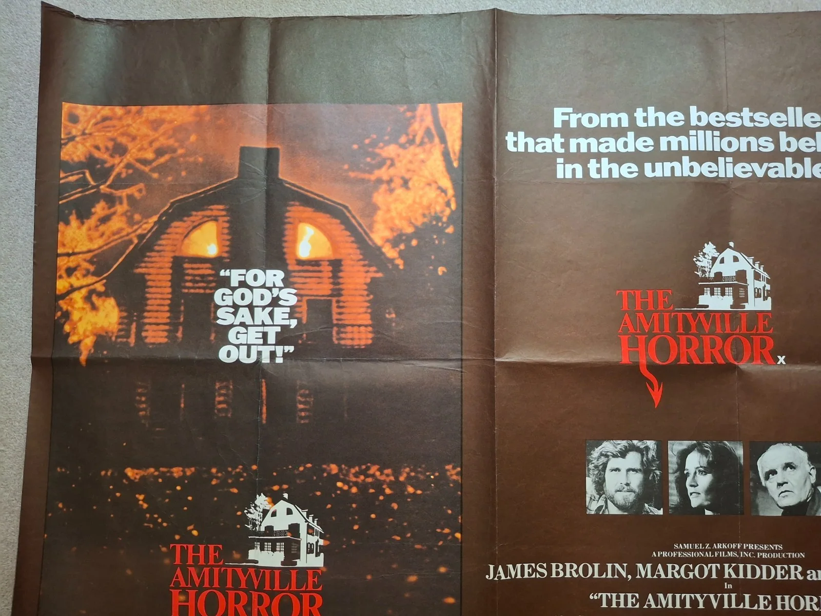 The Amityville Horror Rare Original Cinema Movie Film Quad Poster 40 x 30", изображение 3