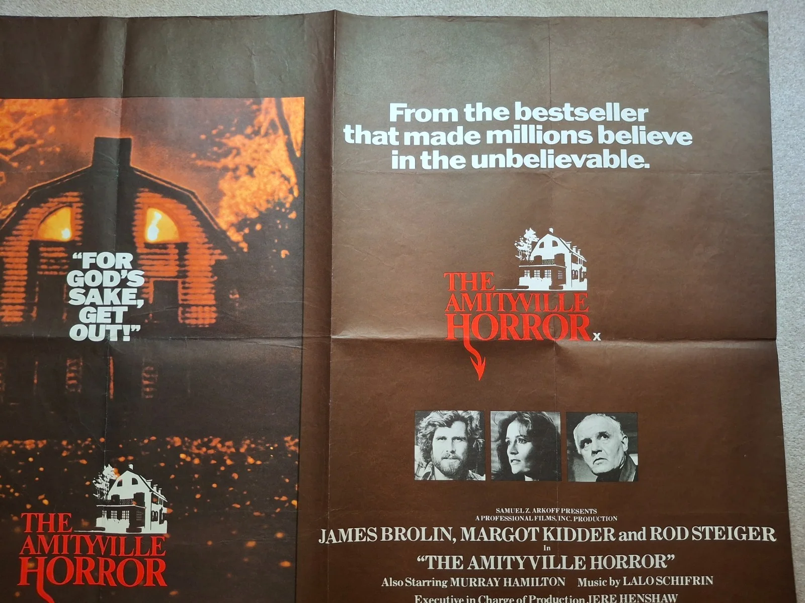 The Amityville Horror Rare Original Cinema Movie Film Quad Poster 40 x 30", изображение 4
