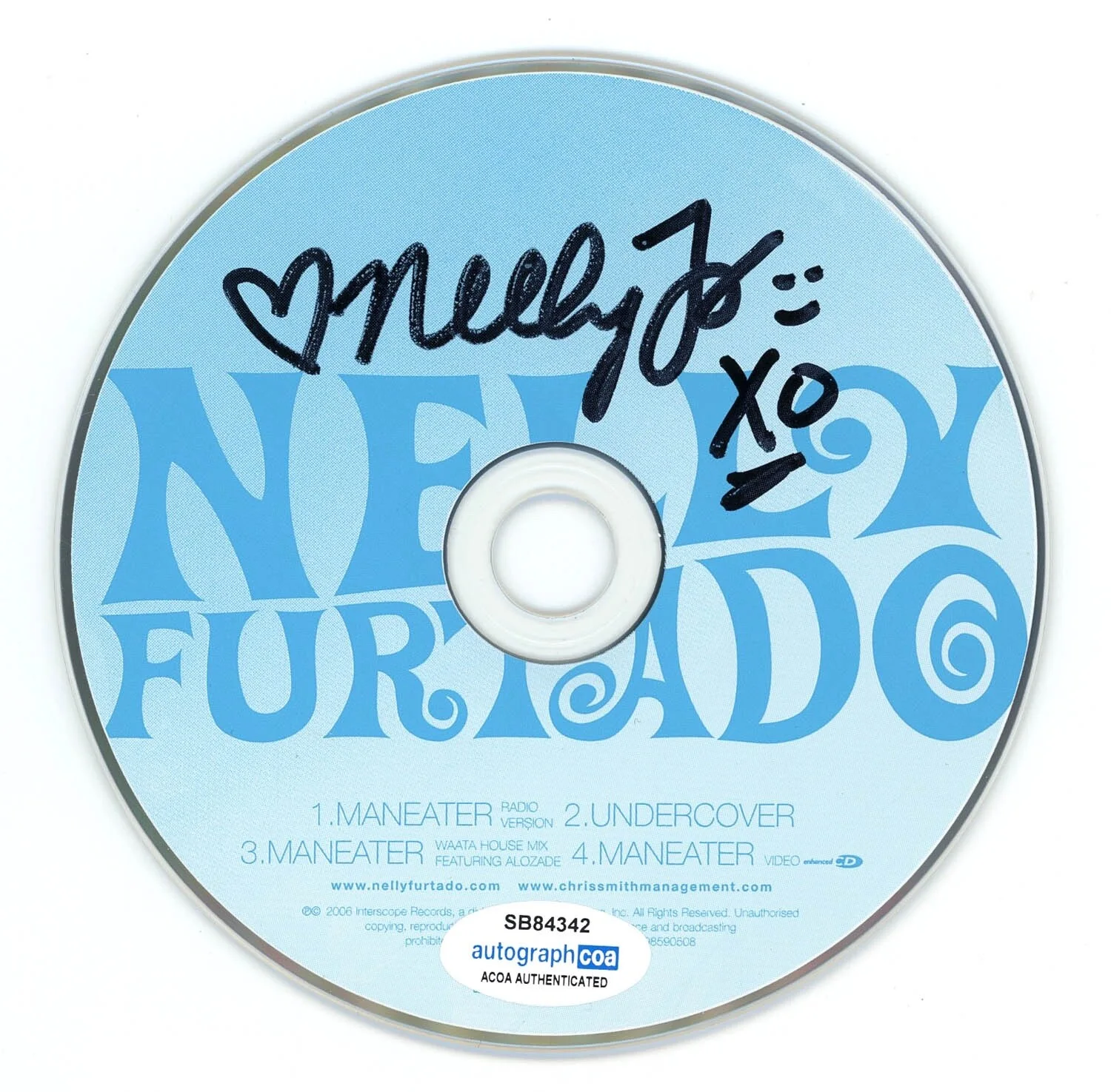 NELLY FURTADO — Nelly Furtado signed Autographed "MANEATER" CD c EXACT PROOF Rare ACOA COA, image 4