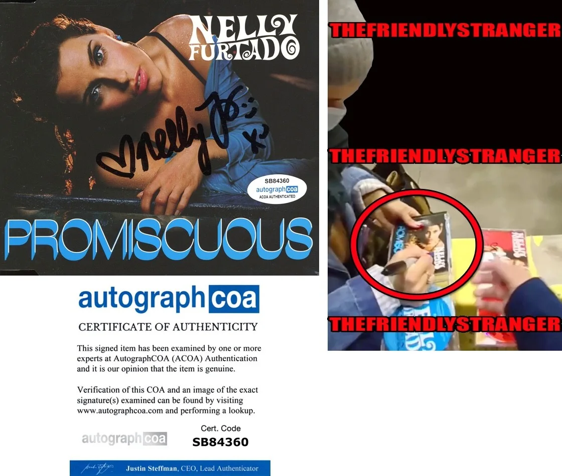 NELLY FURTADO — Nelly Furtado signed "PROMISCUOUS" CD Cover EXACT PROOF e Singer ACOA COA Rare