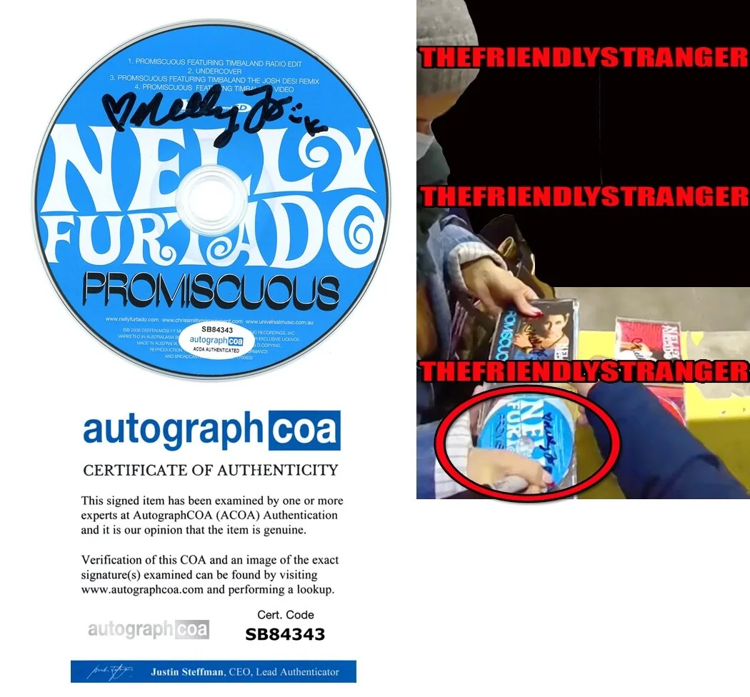 NELLY FURTADO — Nelly Furtado signed Autographed "PROMISCUOUS" CD d EXACT PROOF Rare ACOA COA