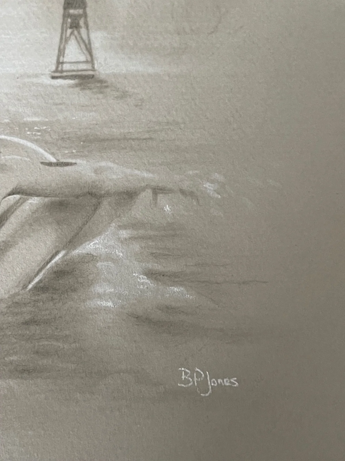 Jaws original, Pastel, Barrie Jones, Jaws Art, Jaws Painting, изображение 3