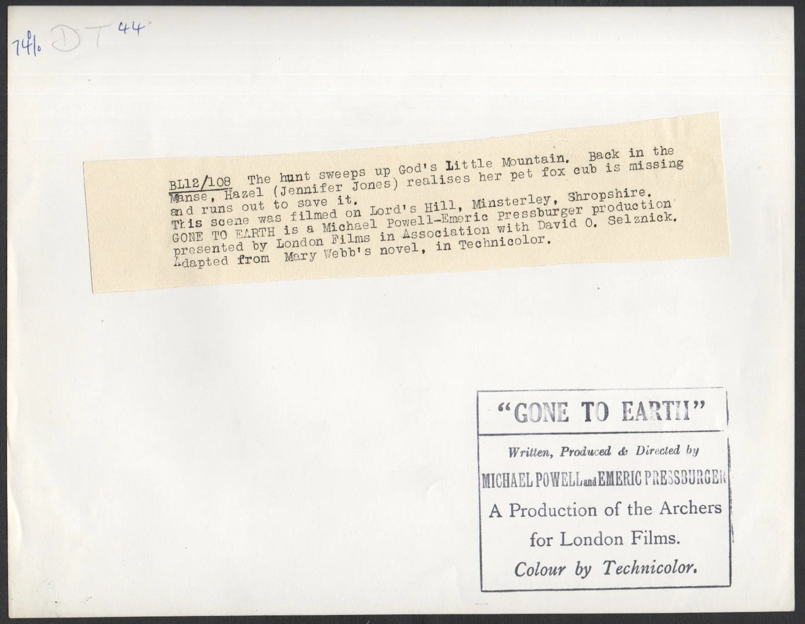 GONE TO EARTH 1950 Michael Powell God’s Little Mountain 10x8 STILL #108, image 2