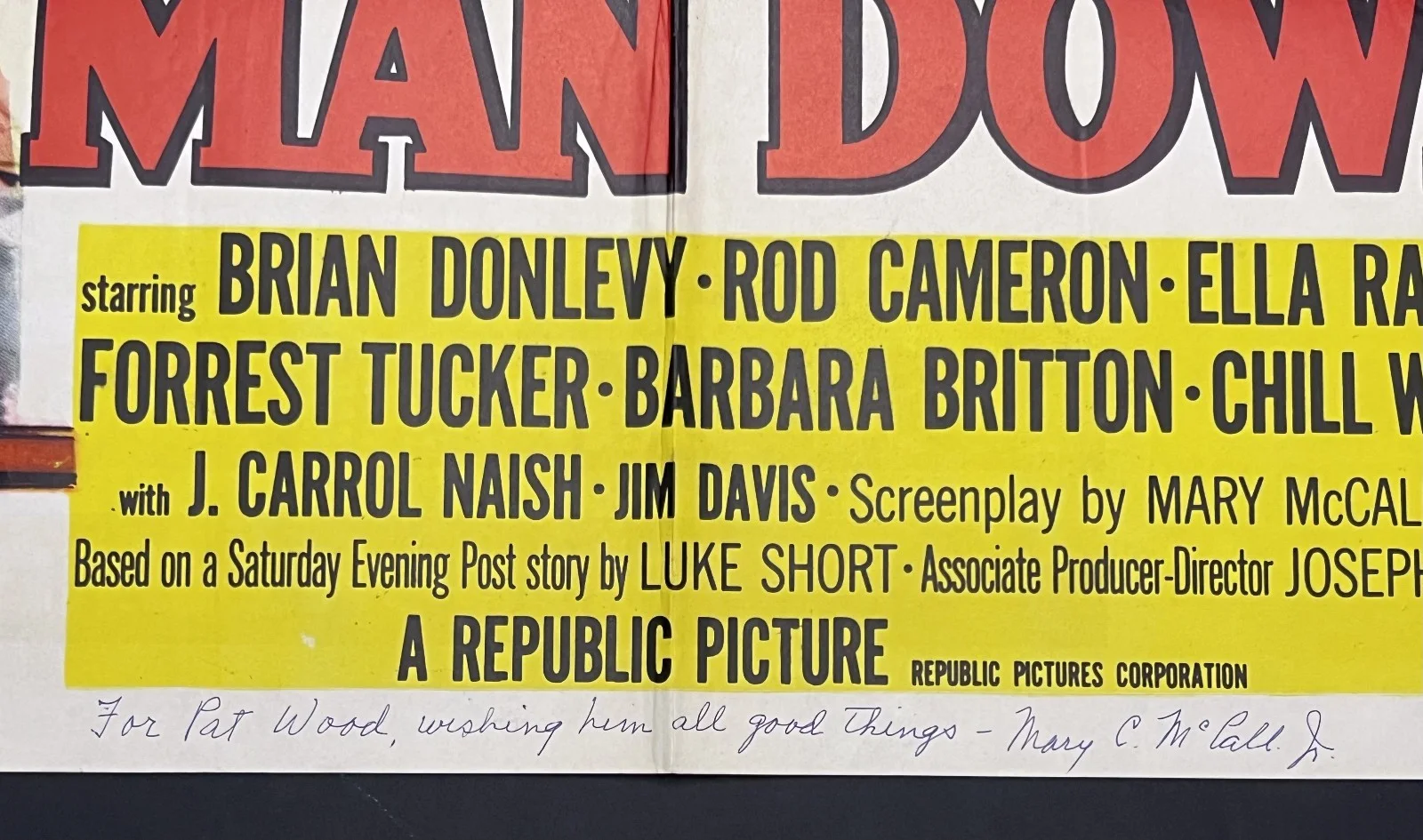 RIDE THE MAN DOWN (1952) Brian Donlevy, SIGNED by Mary C. McCall, Jr., 1S poster, изображение 2