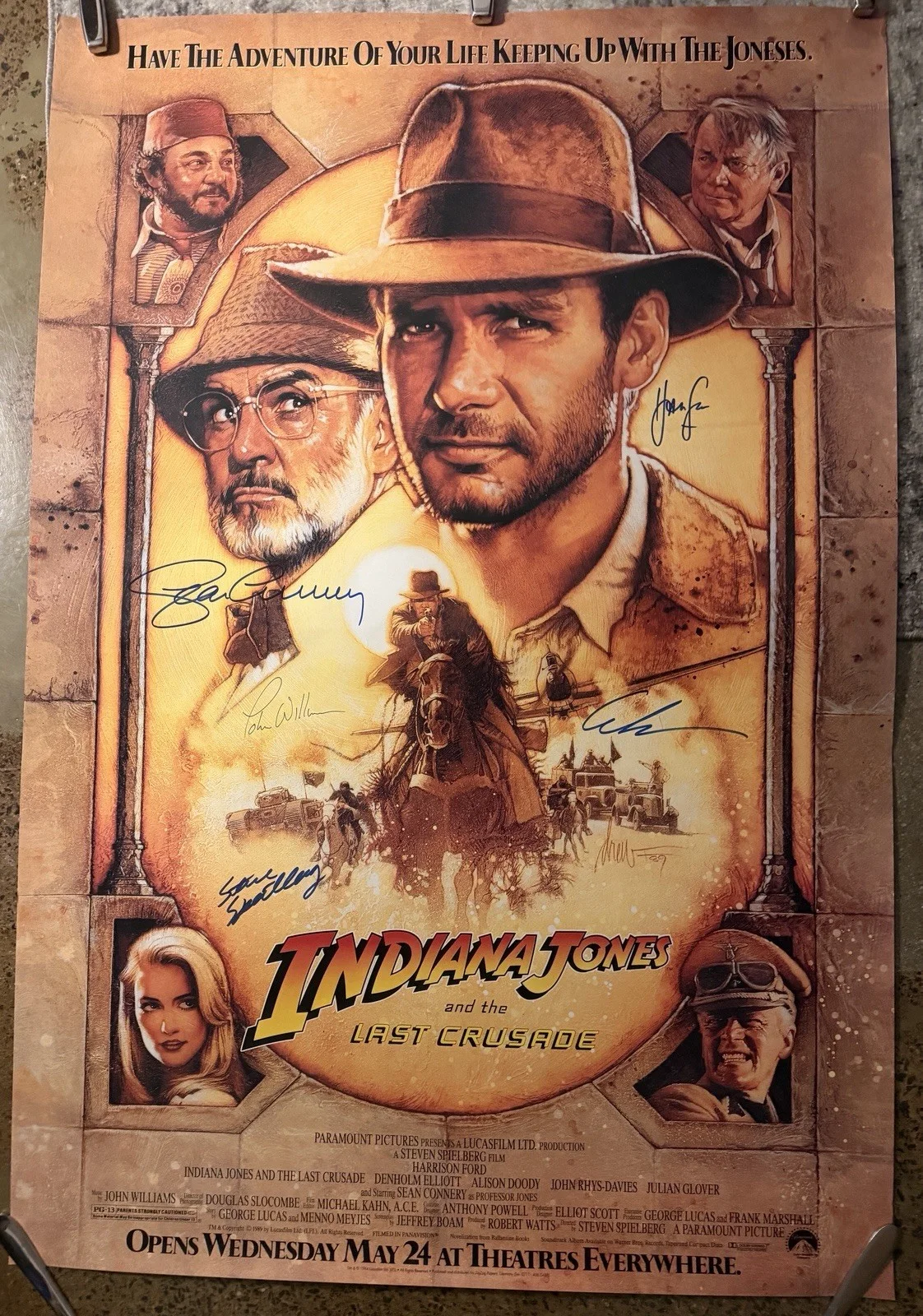 Connery, Ford, Lucas, Spielberg, Williams — SIGNED Connery, Ford, Lucas, Spielberg & Williams Indiana Jones Last Crusade