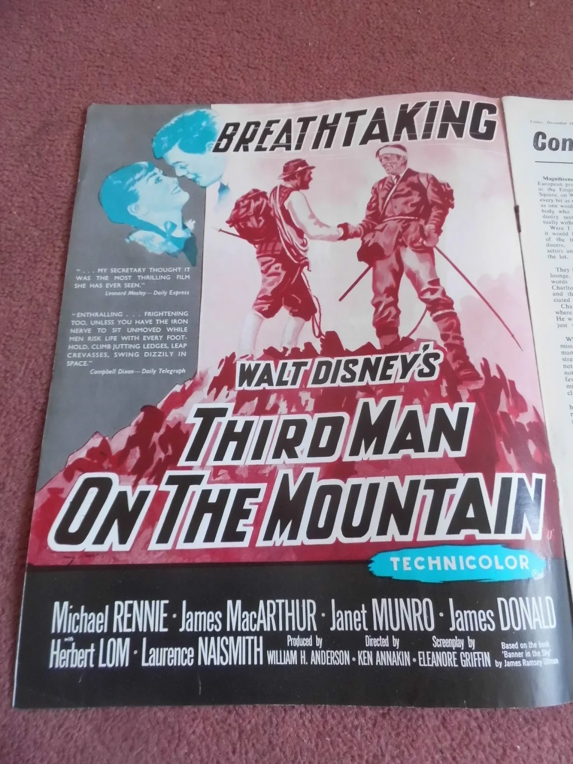 ANTHONY PERKINS, GREGORY PECK in 1959 in UK trade mag DAILY CINEMA, изображение 2