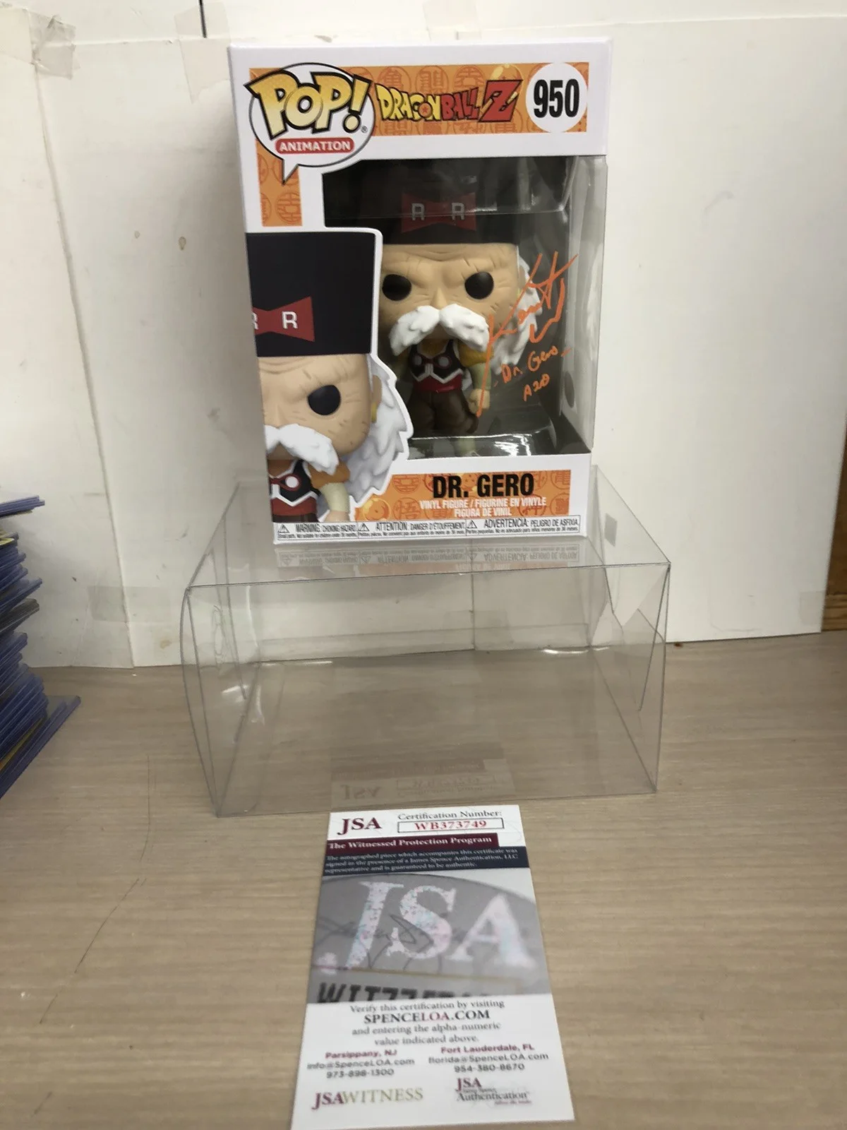 Kent Williams — Firmado Kent Williams Autografiado Dr. Gero Dragon Ball Z Funko Pop #950 Certificado de Autenticidad JSA, image 2
