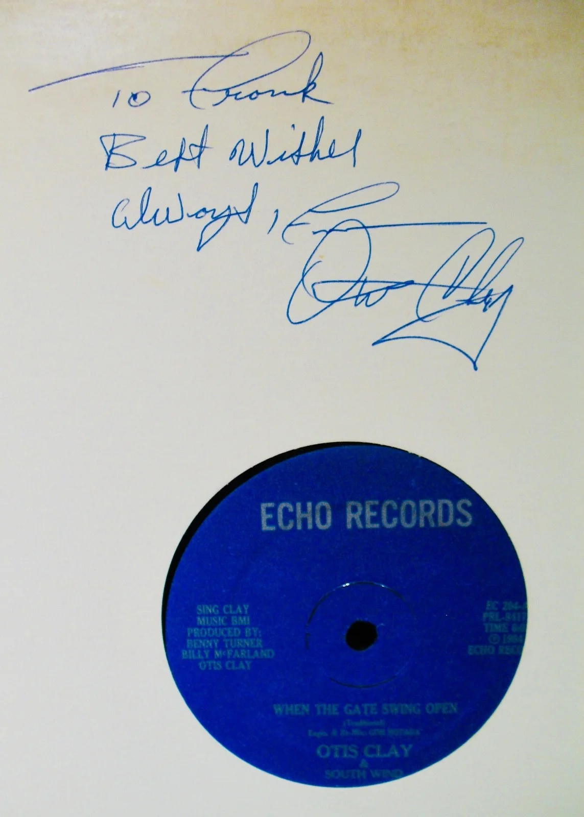 OTIS CLAY ✦ His Precious Love ✦ Rare Signed Blues 12" Single+Sleeve~ECHO #EC 204, изображение 2