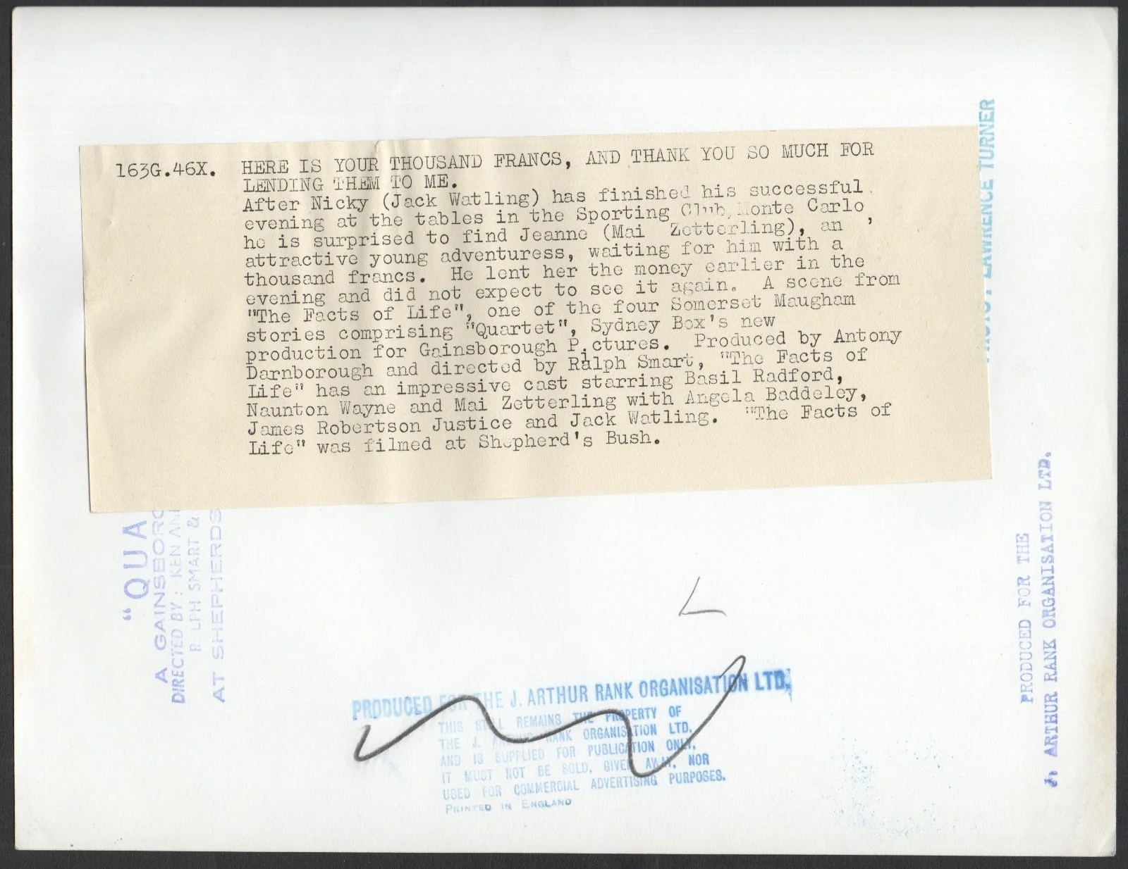 QUARTET 1948 Mai Zetterling, Jack Watling W. Somerset Maugham STILL #46X, изображение 2