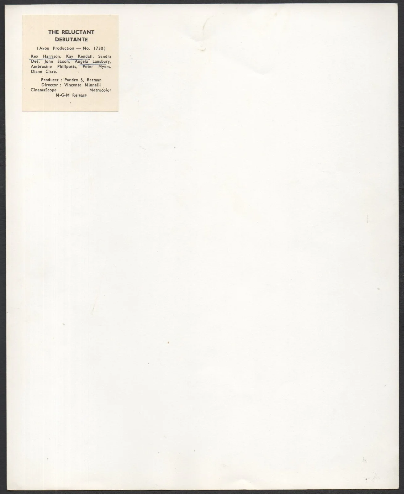 RELUCTANT DEBUTANTE 1958 Rex Harrison, Kay Kendall, Sandra Dee 2 10x8 STILLS, image 2