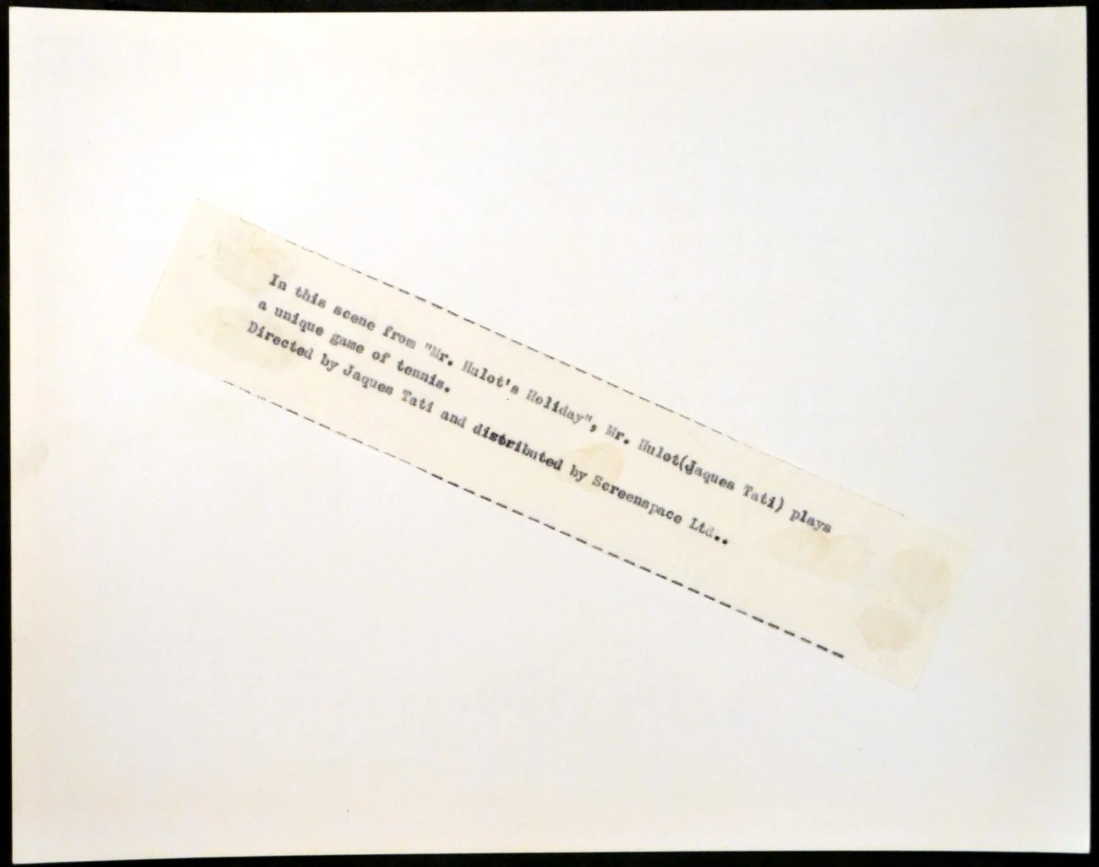 MR. HULOT’S HOLIDAY 1953 Jacques Tati tennis racket 10x8 STILL, изображение 2