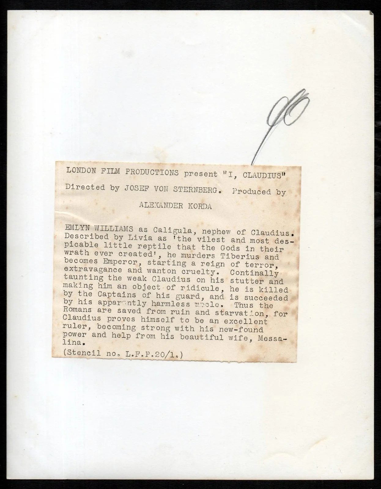I, CLAUDIUS 1937 EMLYN WILLIAMS Josef von Sternberg STILL #P14, image 2