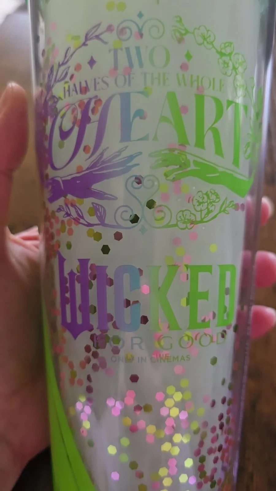 Wicked For Good Glinda Elphaba Cinema Vue Glitter Cup Mug 32oz NEW Green Purple, изображение 2
