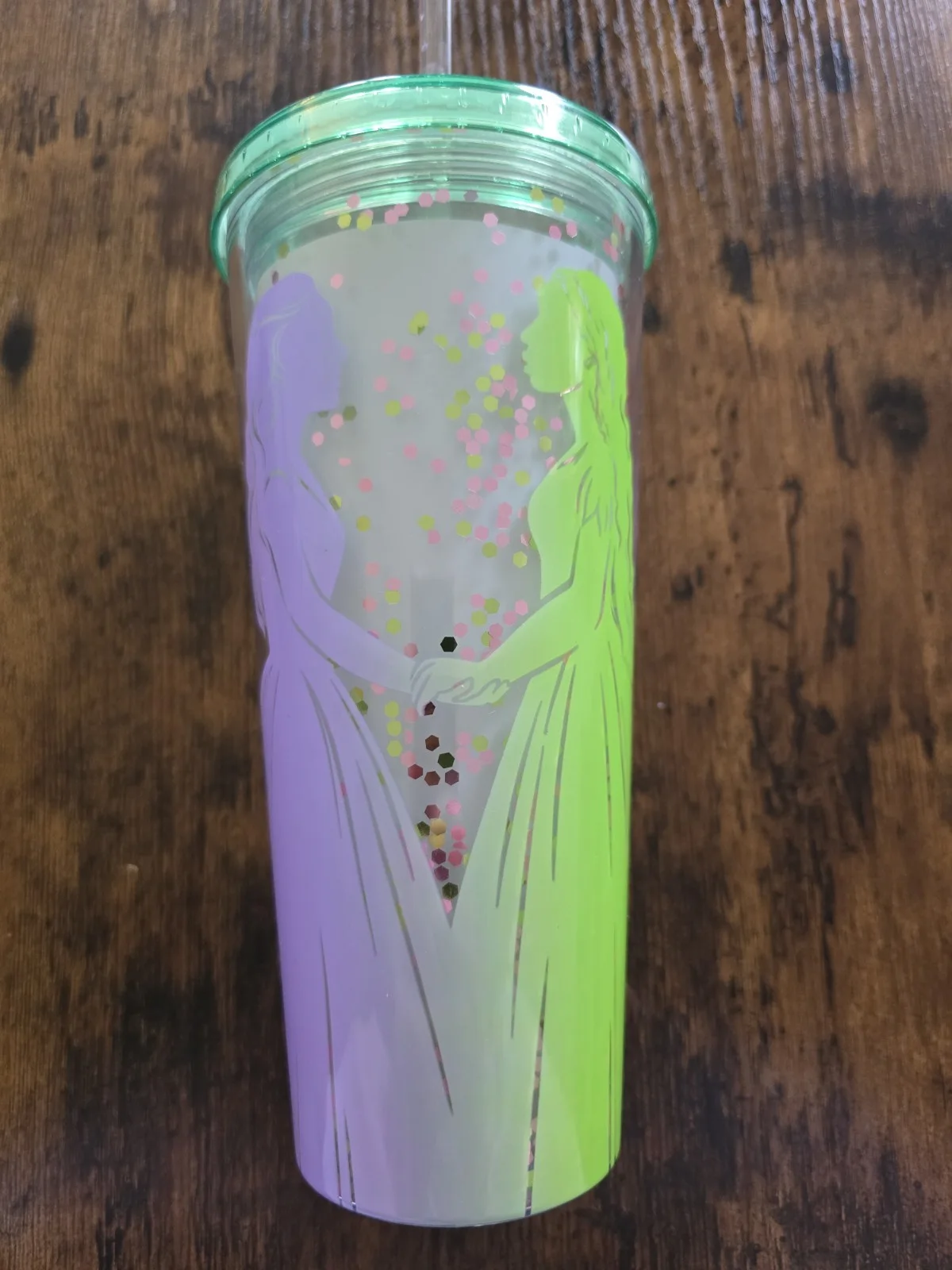 Wicked For Good Glinda Elphaba Cinema Vue Glitter Cup Mug 32oz NEW Green Purple, изображение 3