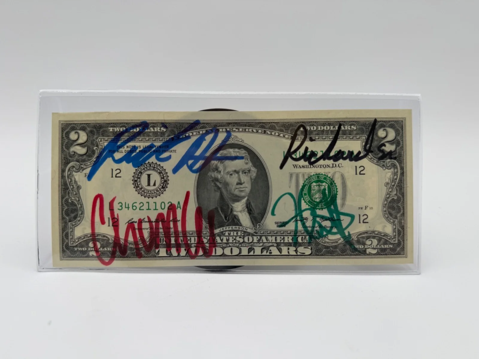 Rick Corey Old man Chumlee — Pawn Stars Autographed $2 Bill Rick Harrison/HOSS Corey/Chumlee/The Old Man JSA