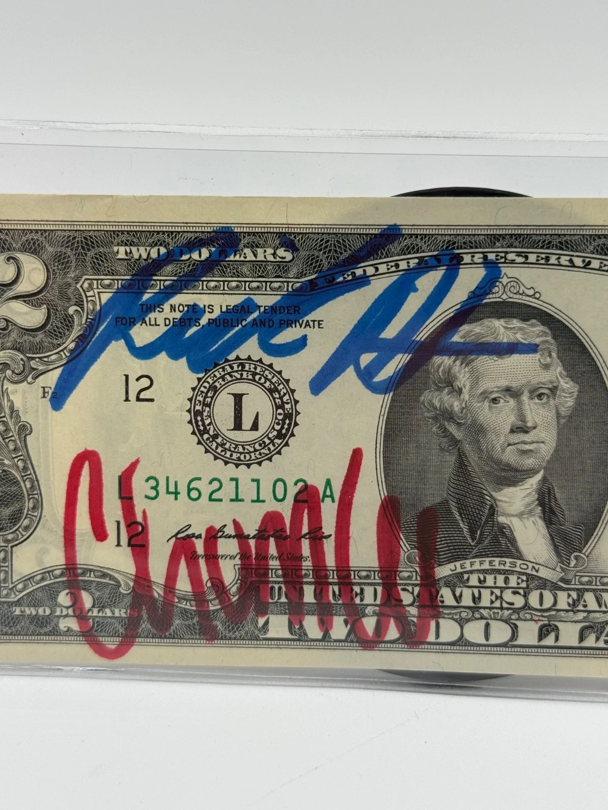 Rick Corey Old man Chumlee — Pawn Stars Autographed $2 Bill Rick Harrison/HOSS Corey/Chumlee/The Old Man JSA, image 2
