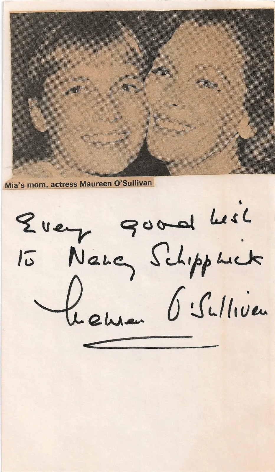 1979 Signed Index Card/Envelope Actress Maureen O'Sullivan Mother to Mia Farrow, изображение 2