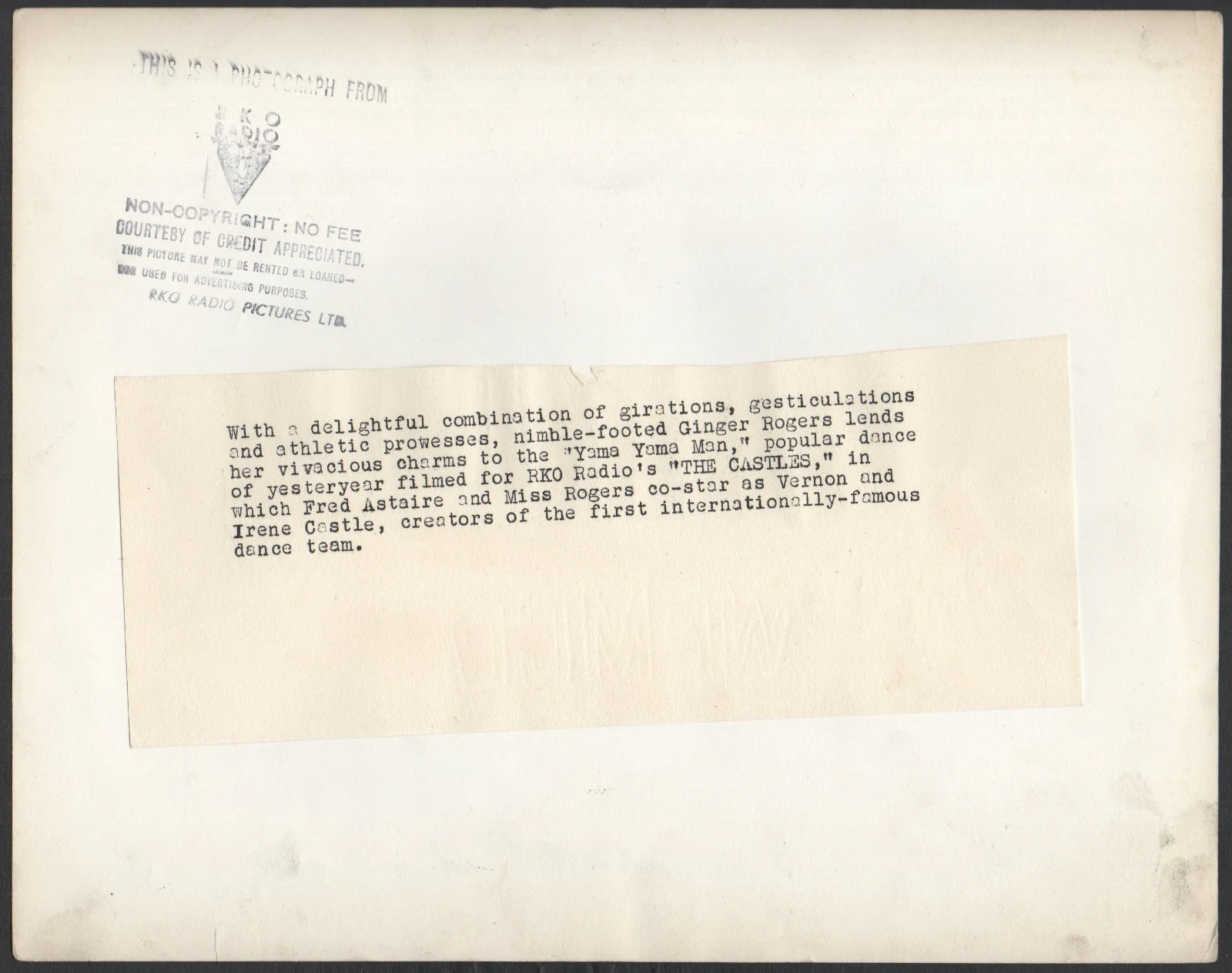 STORY OF VERNON AND IRENE CASTLE 1939 Ginger Rogers 10x8 STILL #216, изображение 2