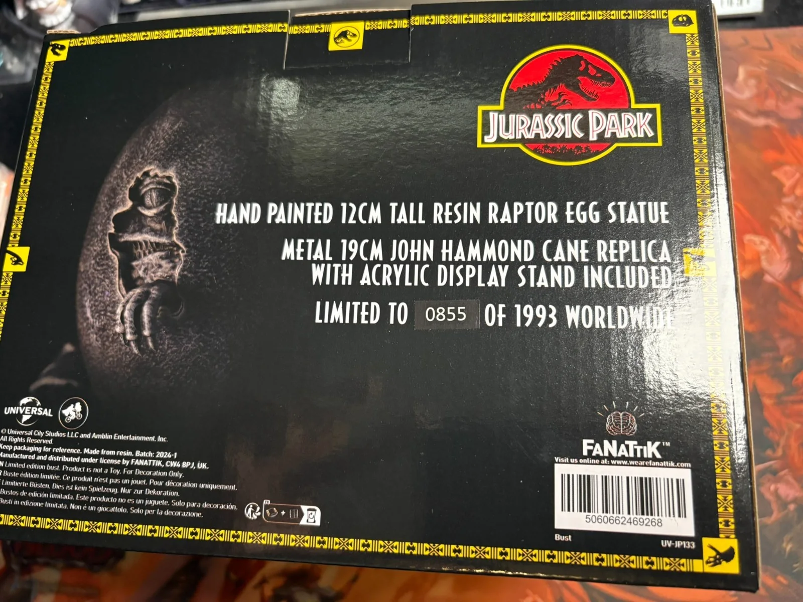 Jurassic Park Velociraptor Egg Statue and Cane Replica Set Official Limited 1993, изображение 4