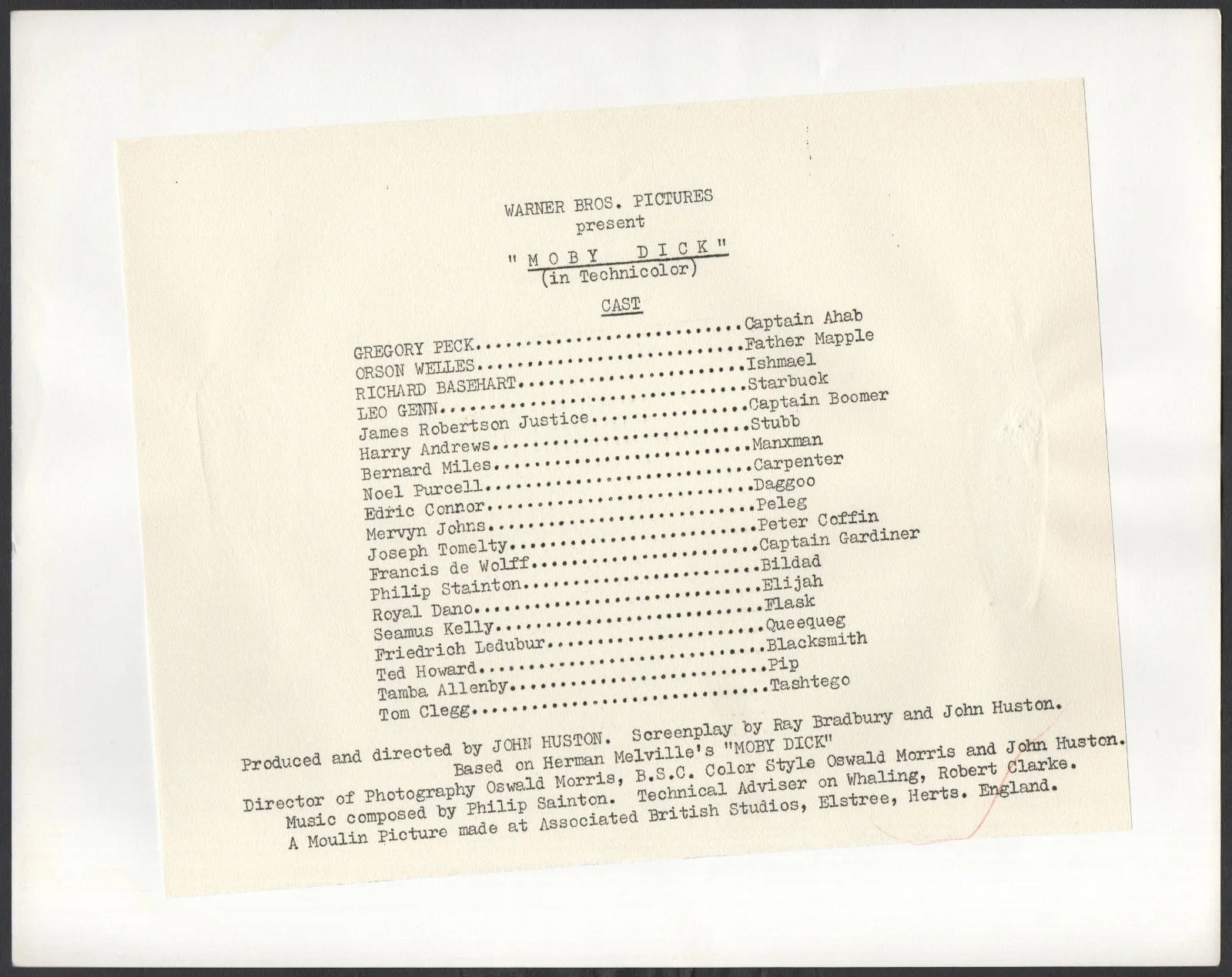 MOBY DICK 1956 Gregory Peck Herman Melville 3 10x8 STILLS, image 2